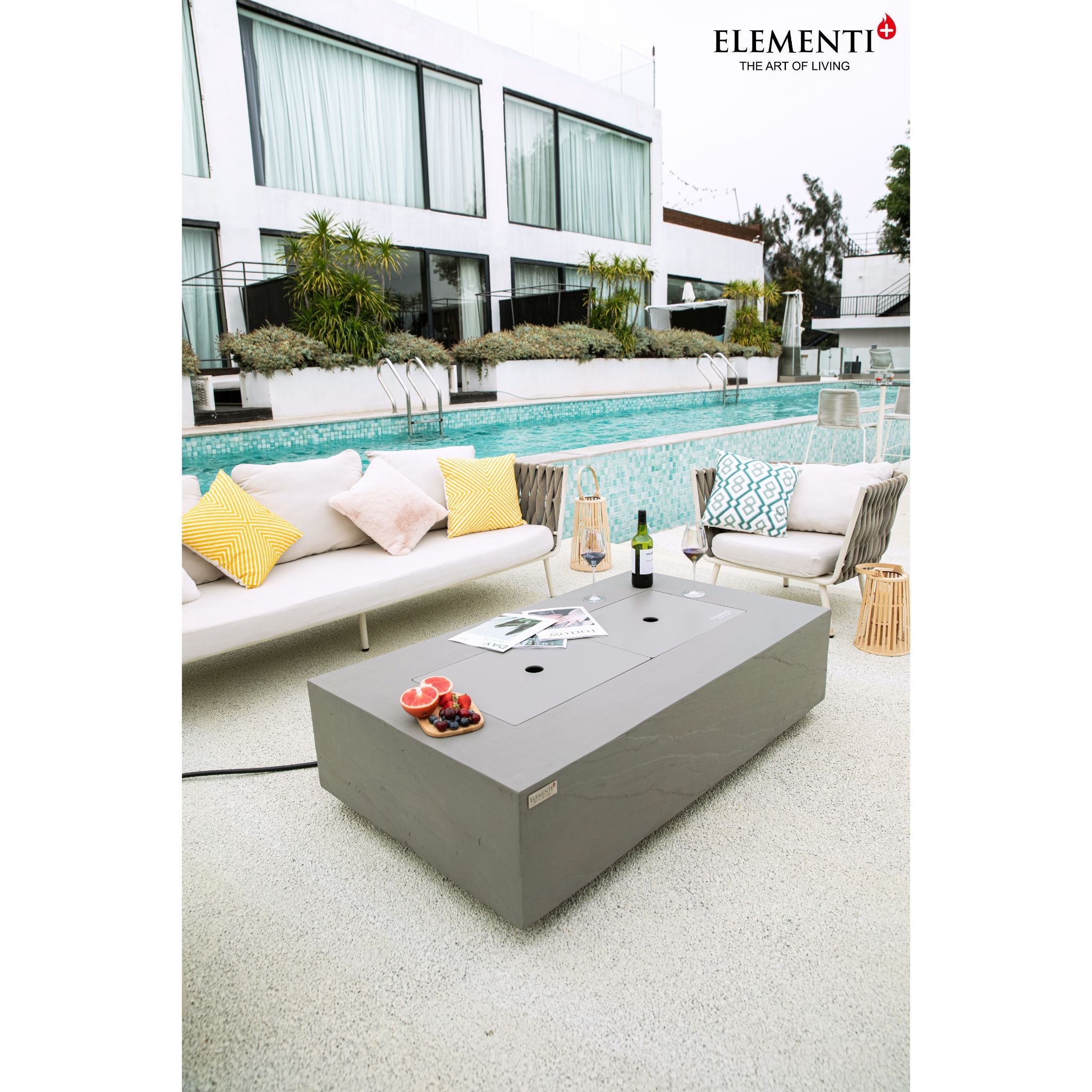 Meteora 56” Sandstone Fire Table - Space Gray