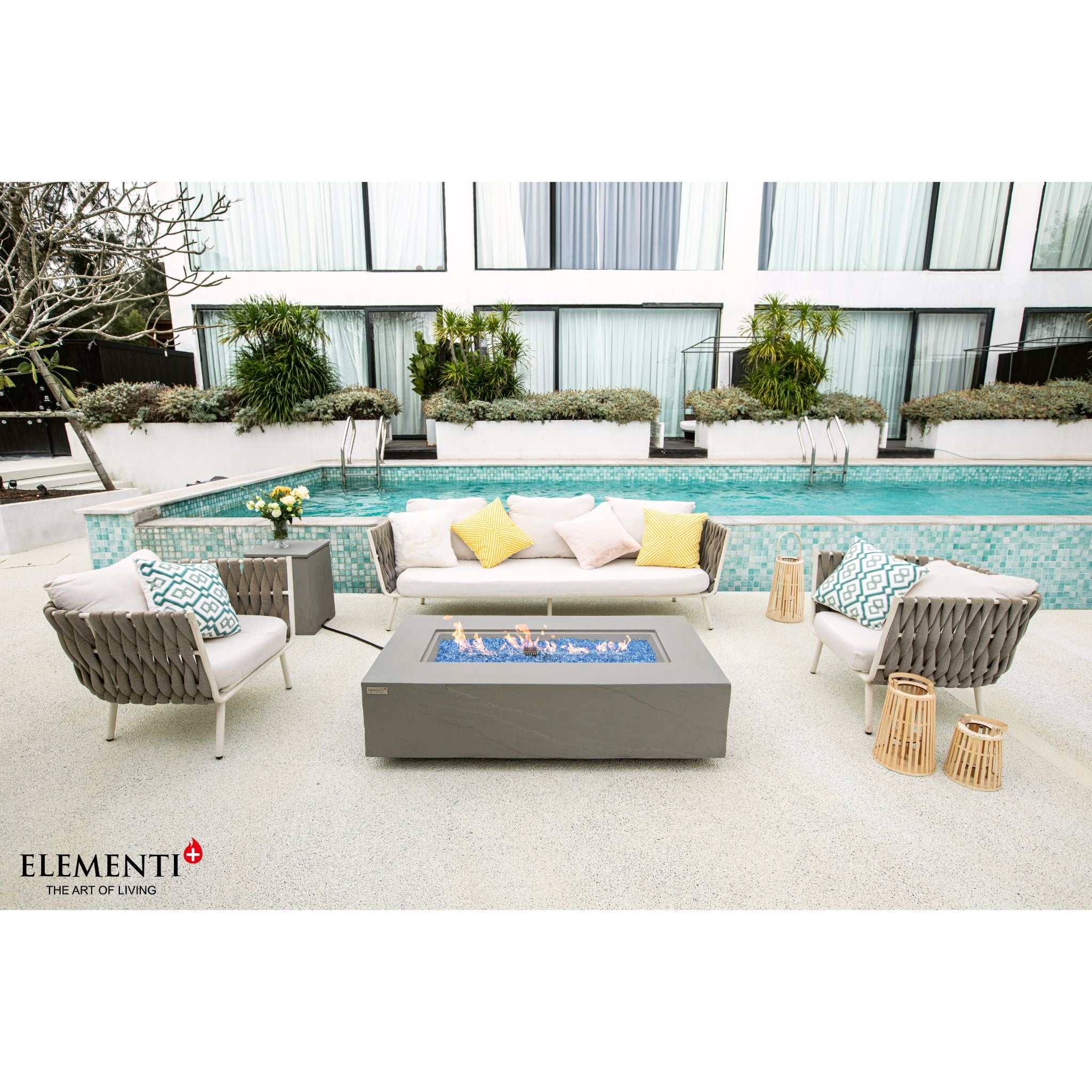 Meteora 56” Sandstone Fire Table - Space Gray