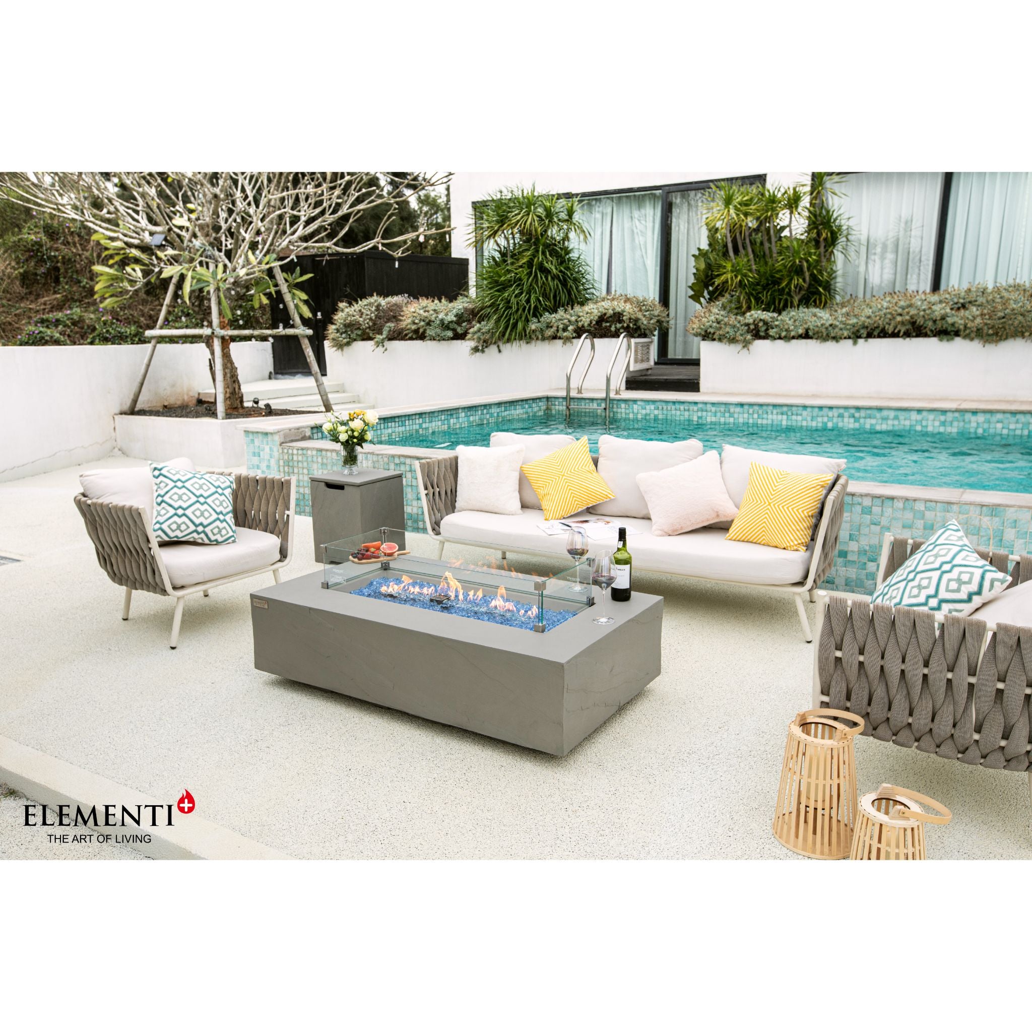 Meteora 56” Sandstone Fire Table - Space Gray