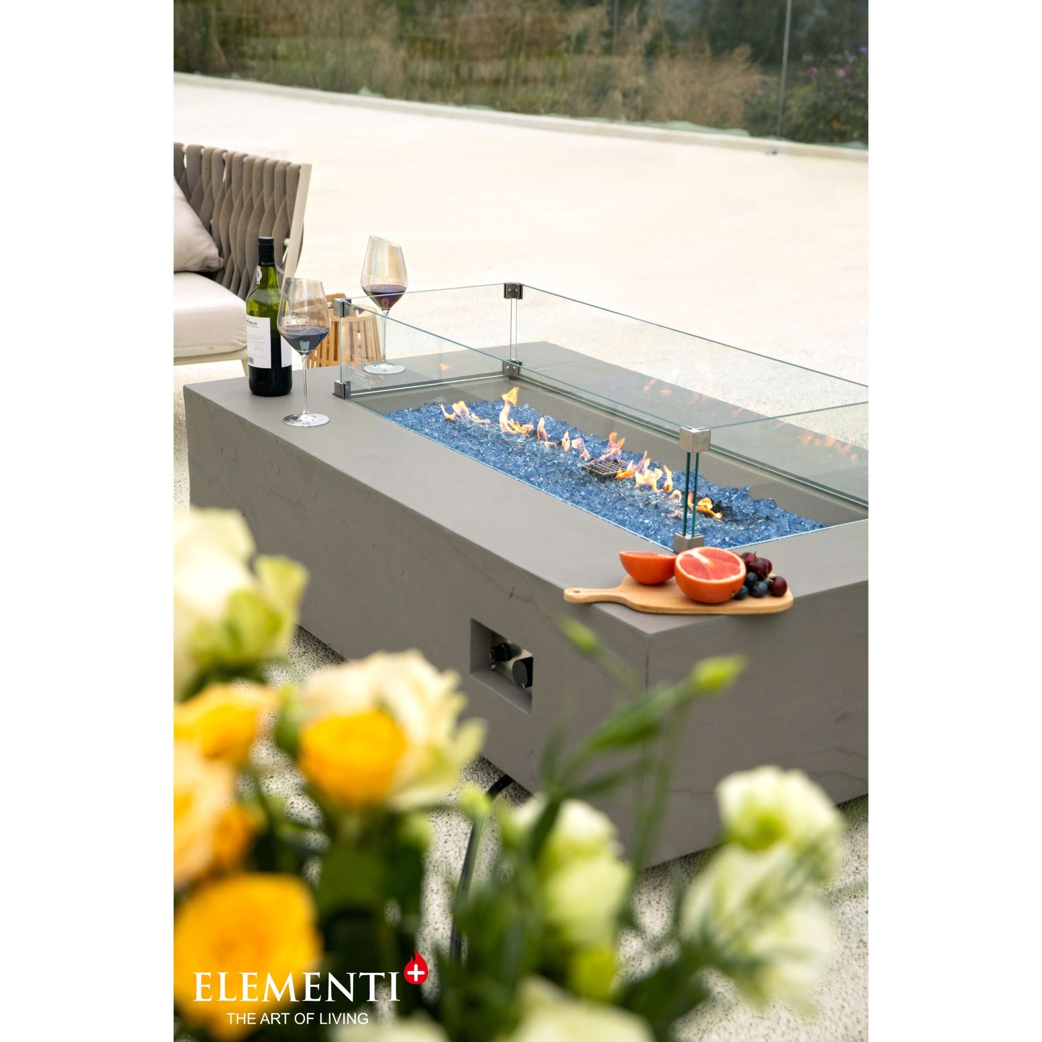 Meteora 56” Sandstone Fire Table - Space Gray