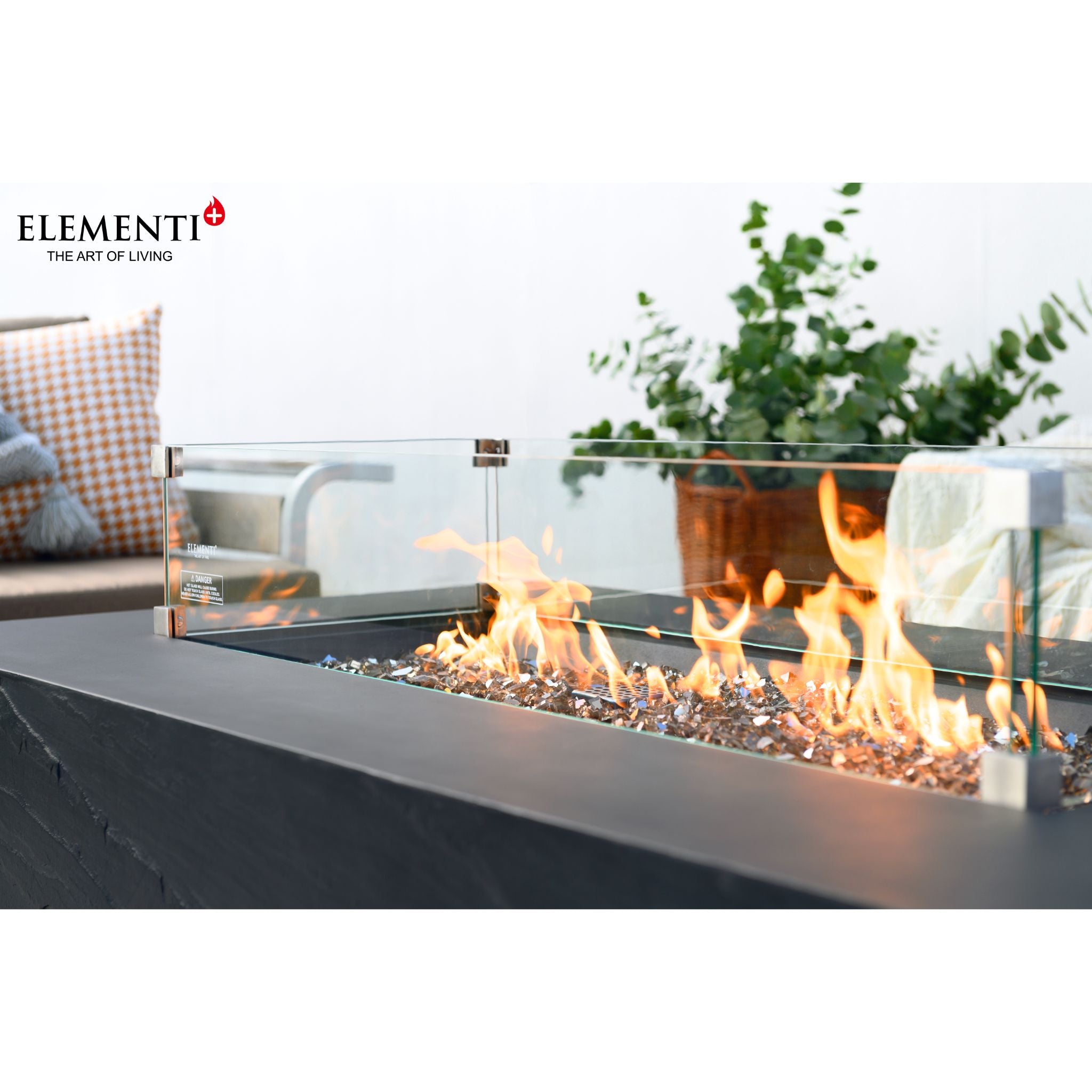 Cape Town 56” Sandstone Fire Table - Slate Black