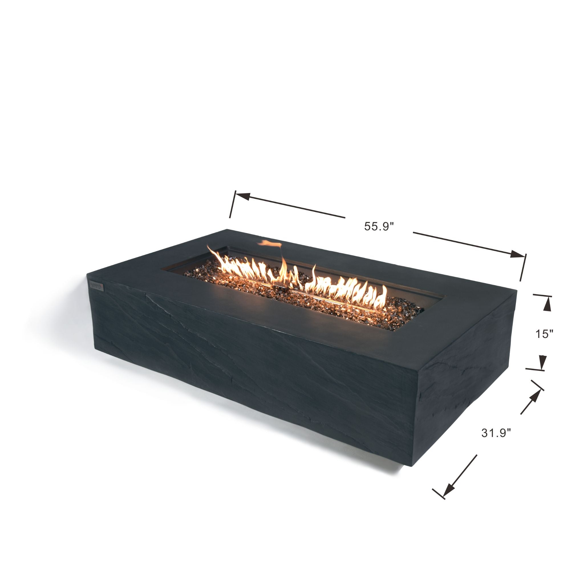 Cape Town 56” Sandstone Fire Table - Slate Black
