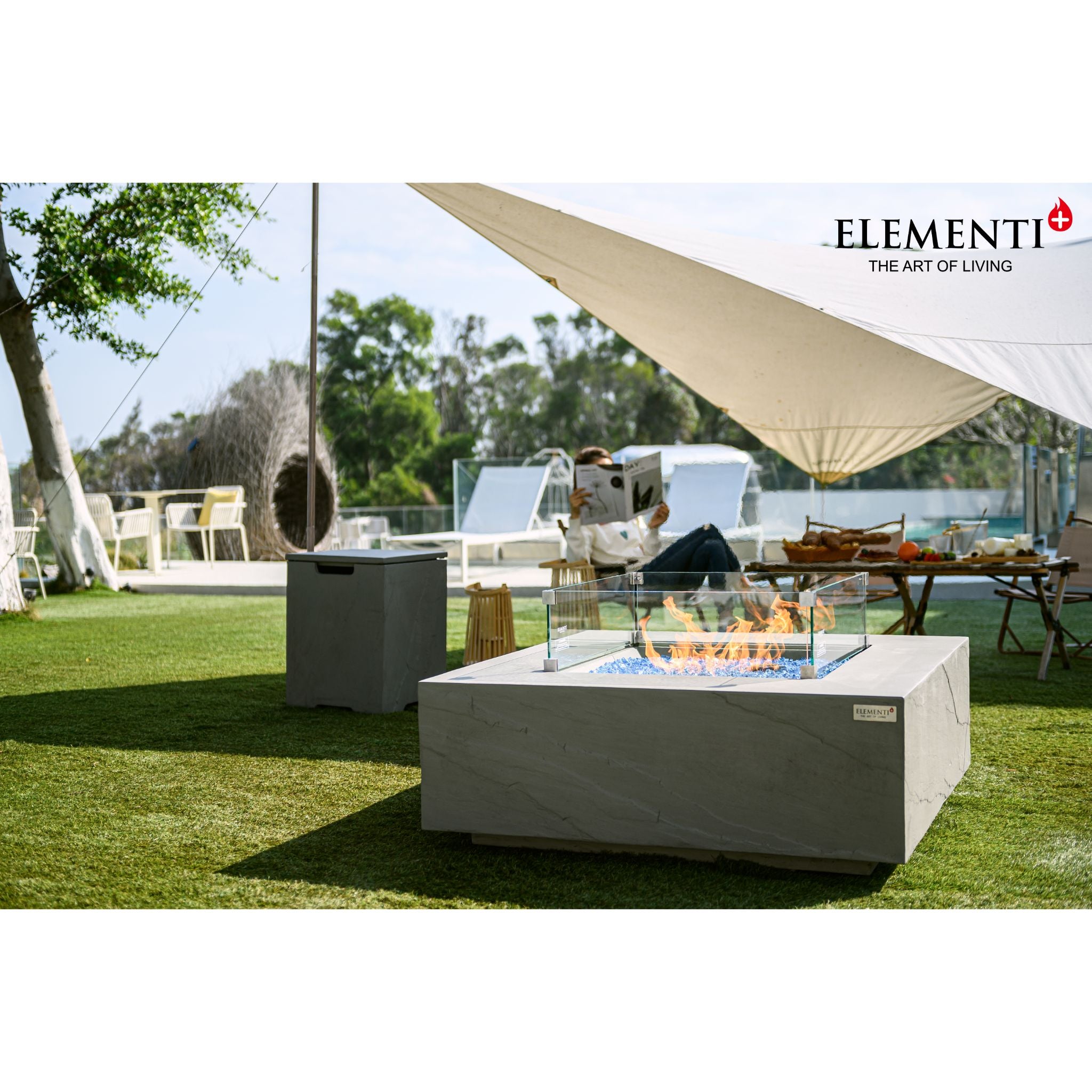 Capertee 40” Sandstone Fire Table - Space Gray