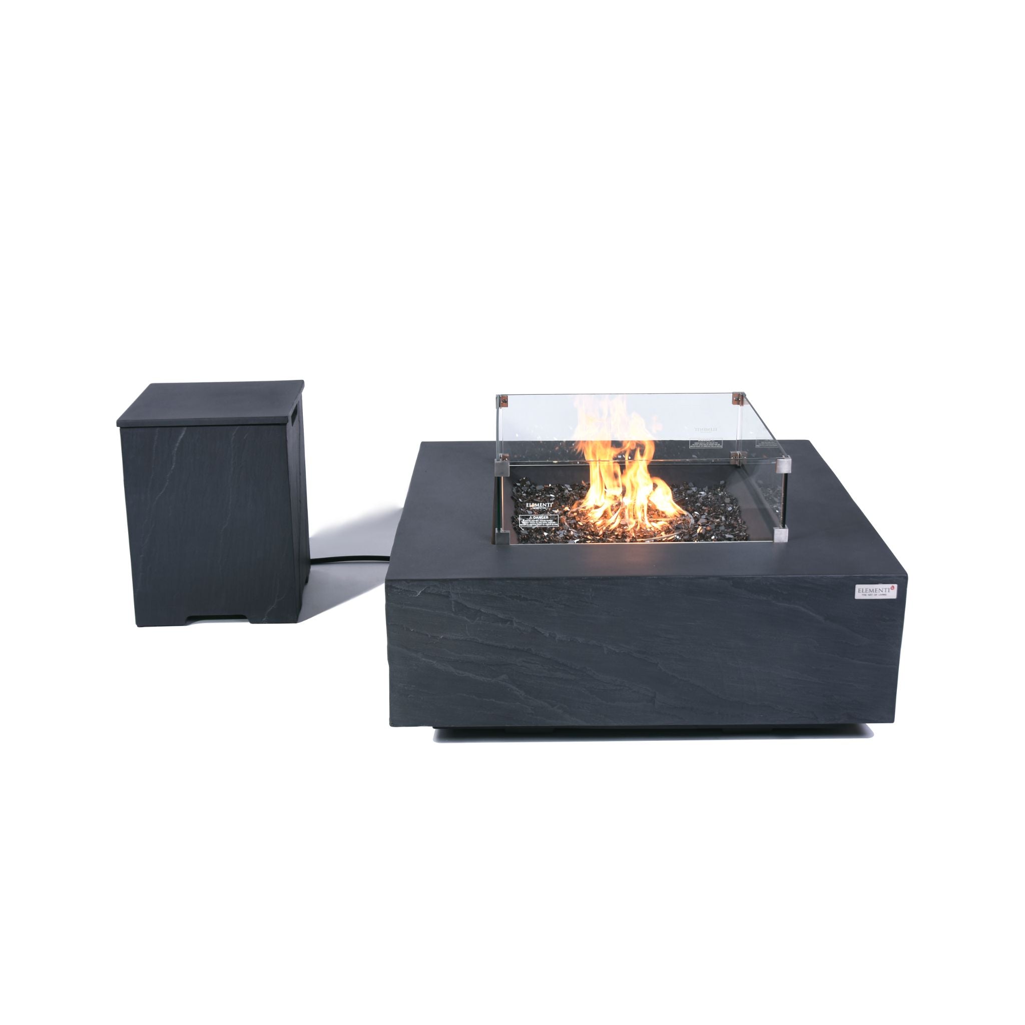 Roraima 40” Sandstone Fire Table - Slate Black