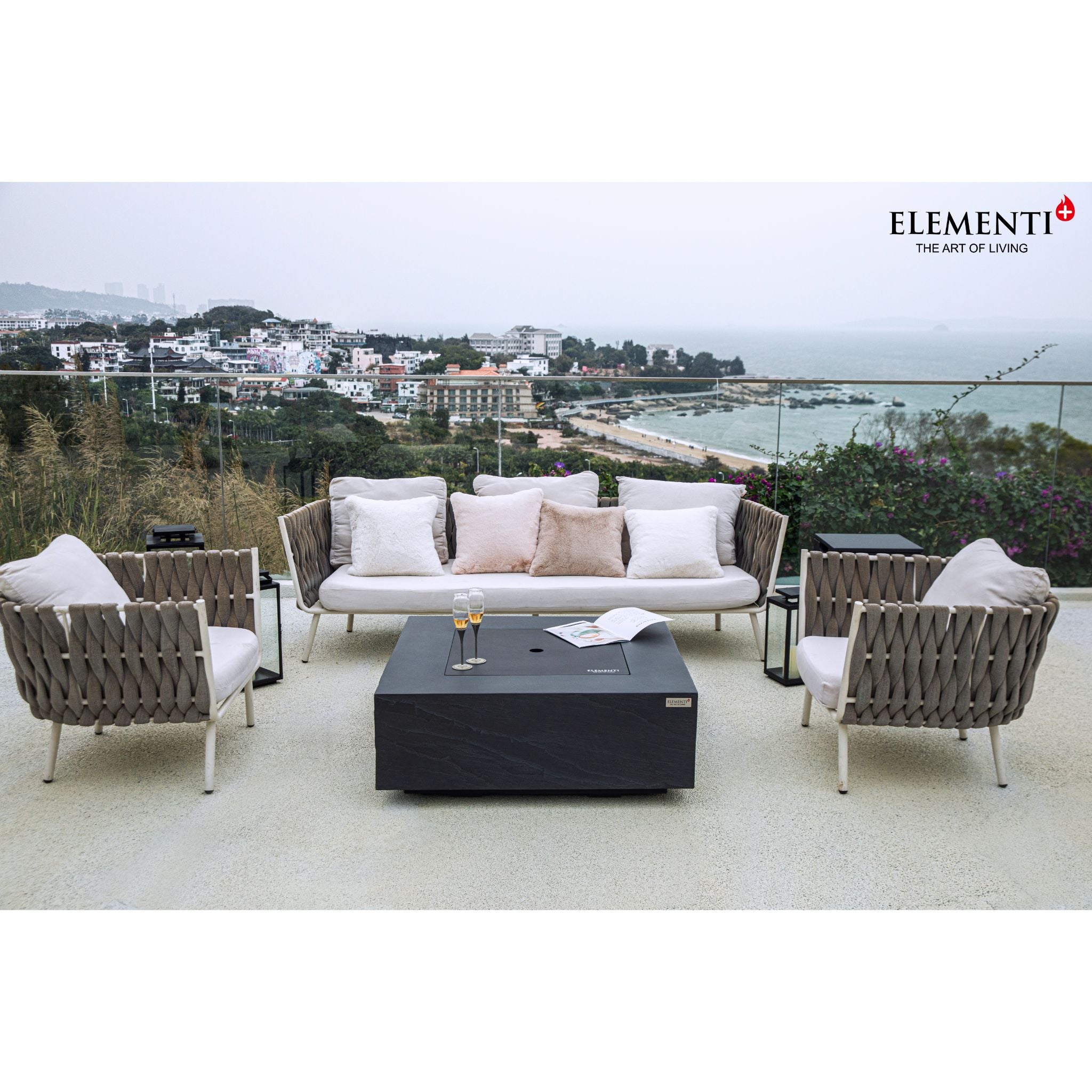 Roraima 40” Sandstone Fire Table - Slate Black