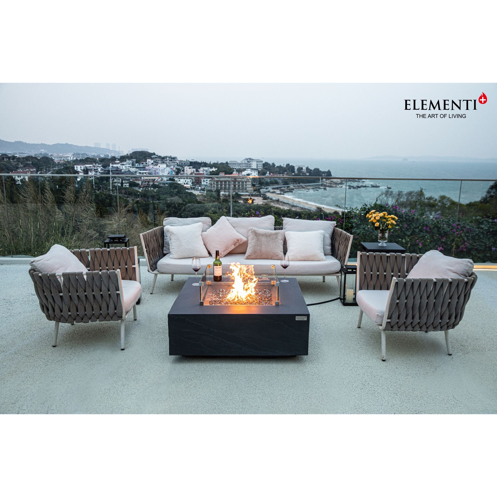 Roraima 40” Sandstone Fire Table - Slate Black