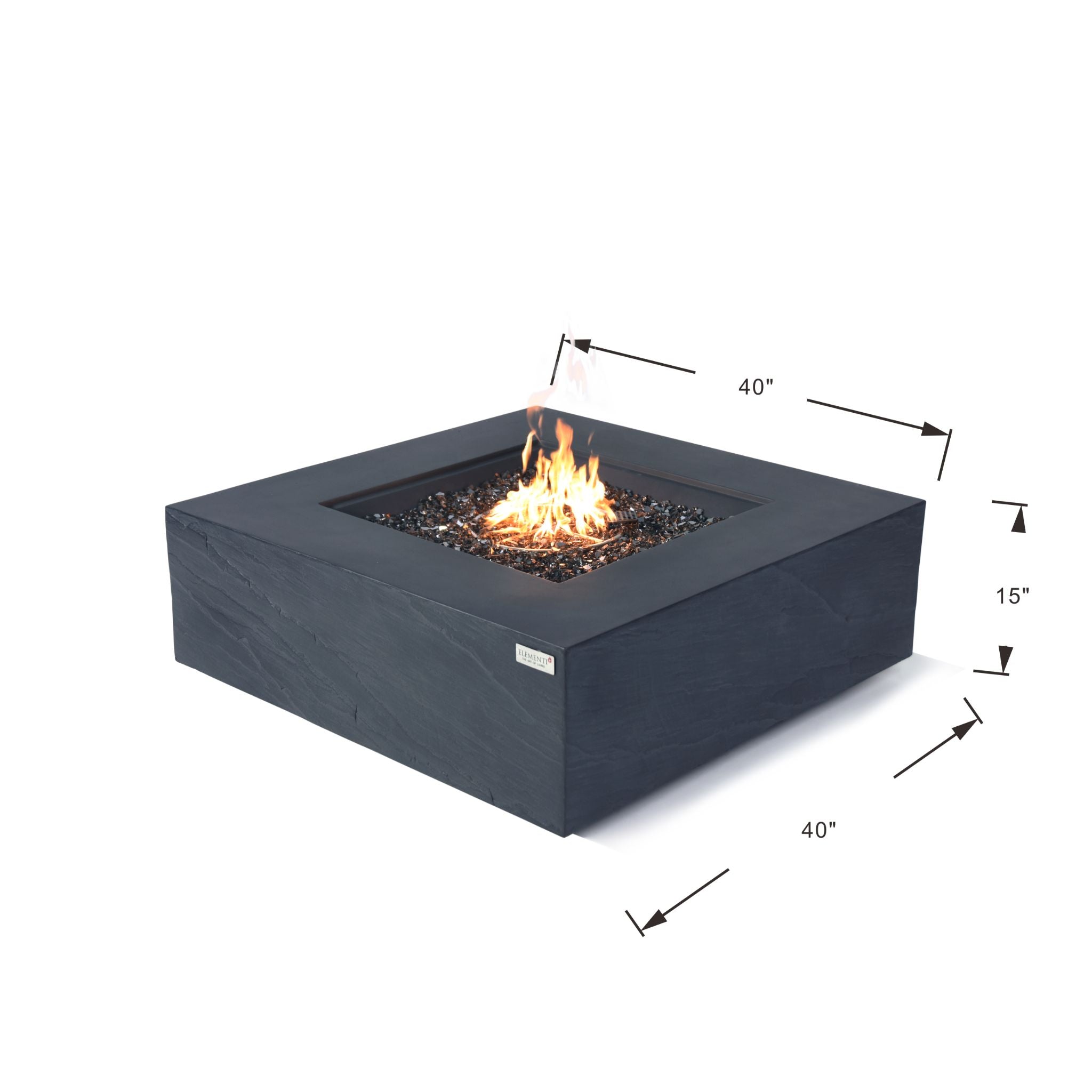 Roraima 40” Sandstone Fire Table - Slate Black