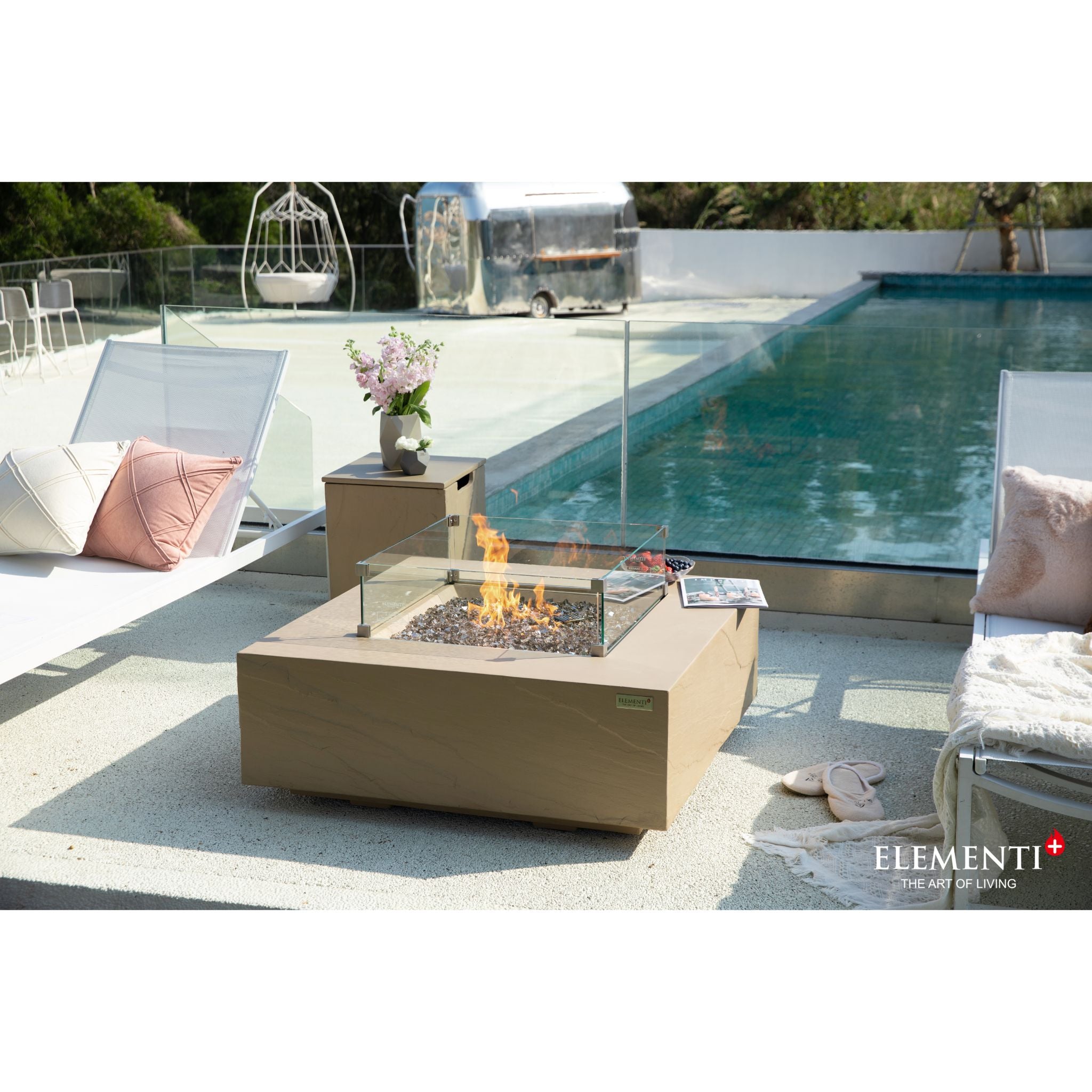 Uluru 40” Sandstone Fire Table - Sunlight Yellow