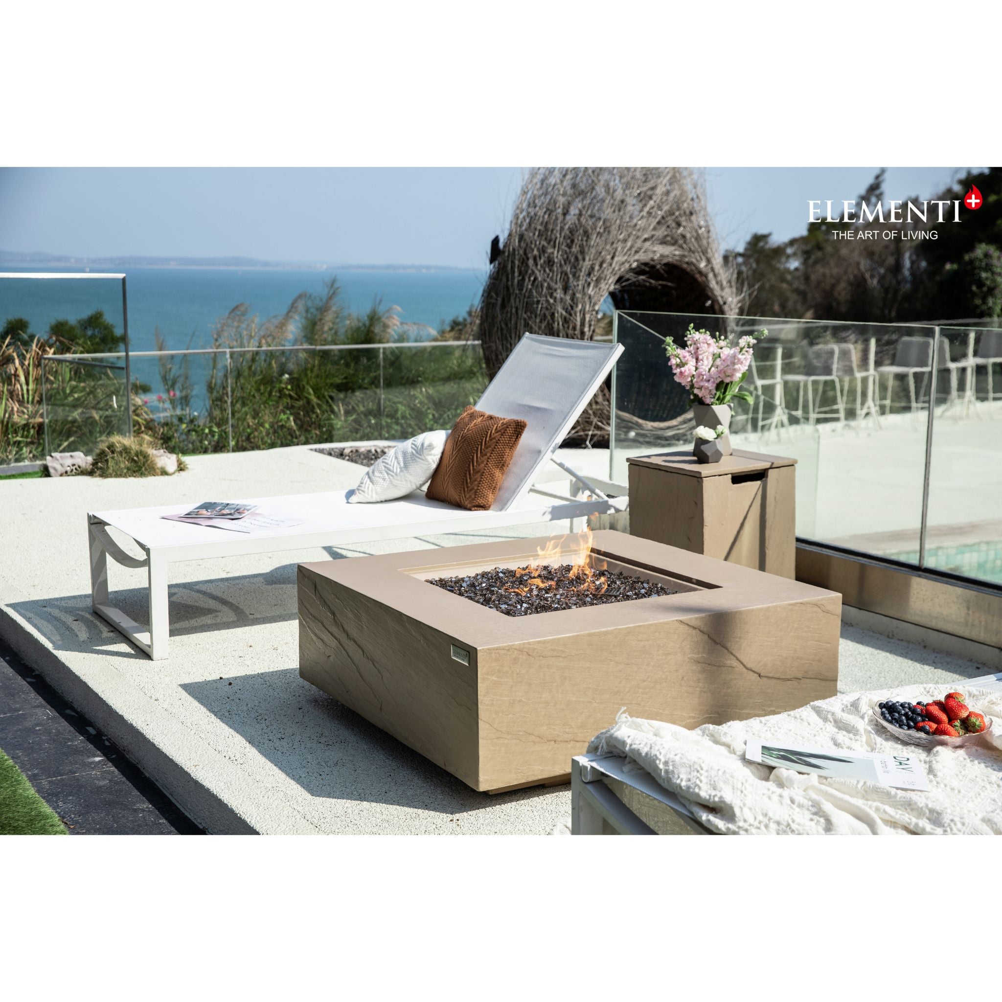 Uluru 40” Sandstone Fire Table - Sunlight Yellow