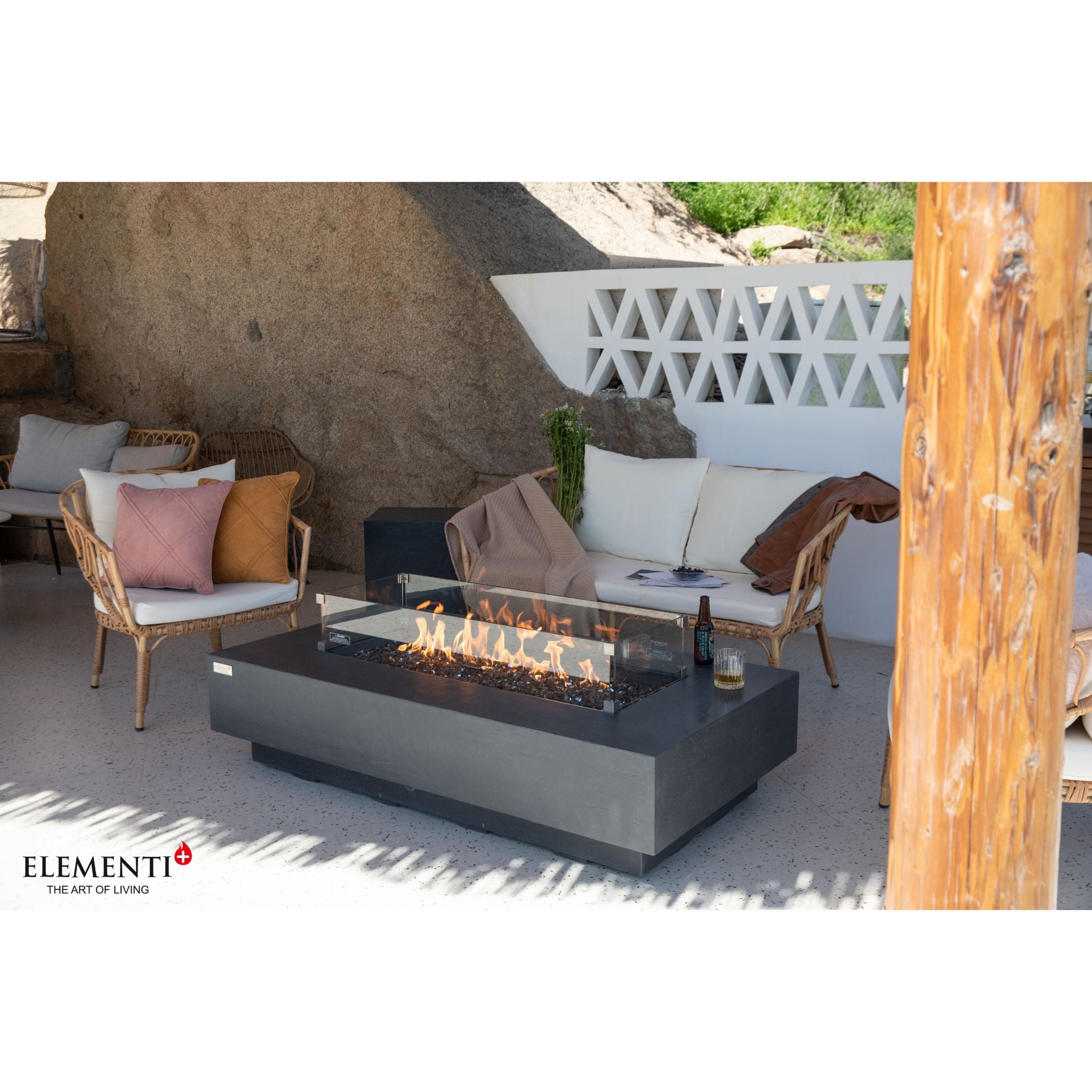 Positano 60” Sandstone Fire Table - Dark Gray