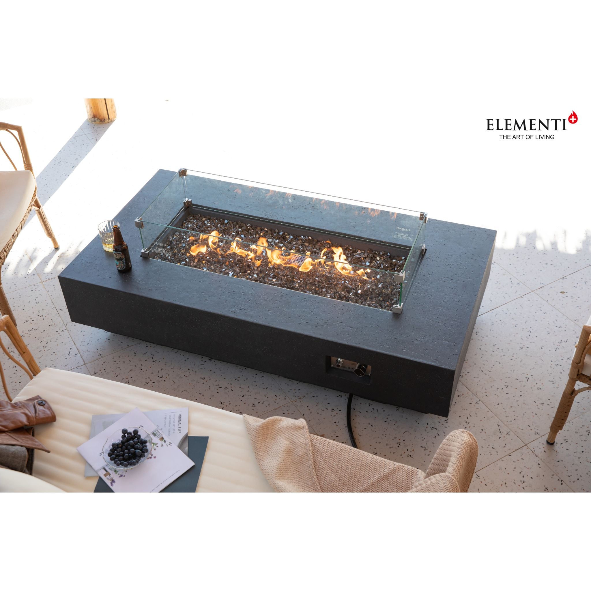 Positano 60” Sandstone Fire Table - Dark Gray