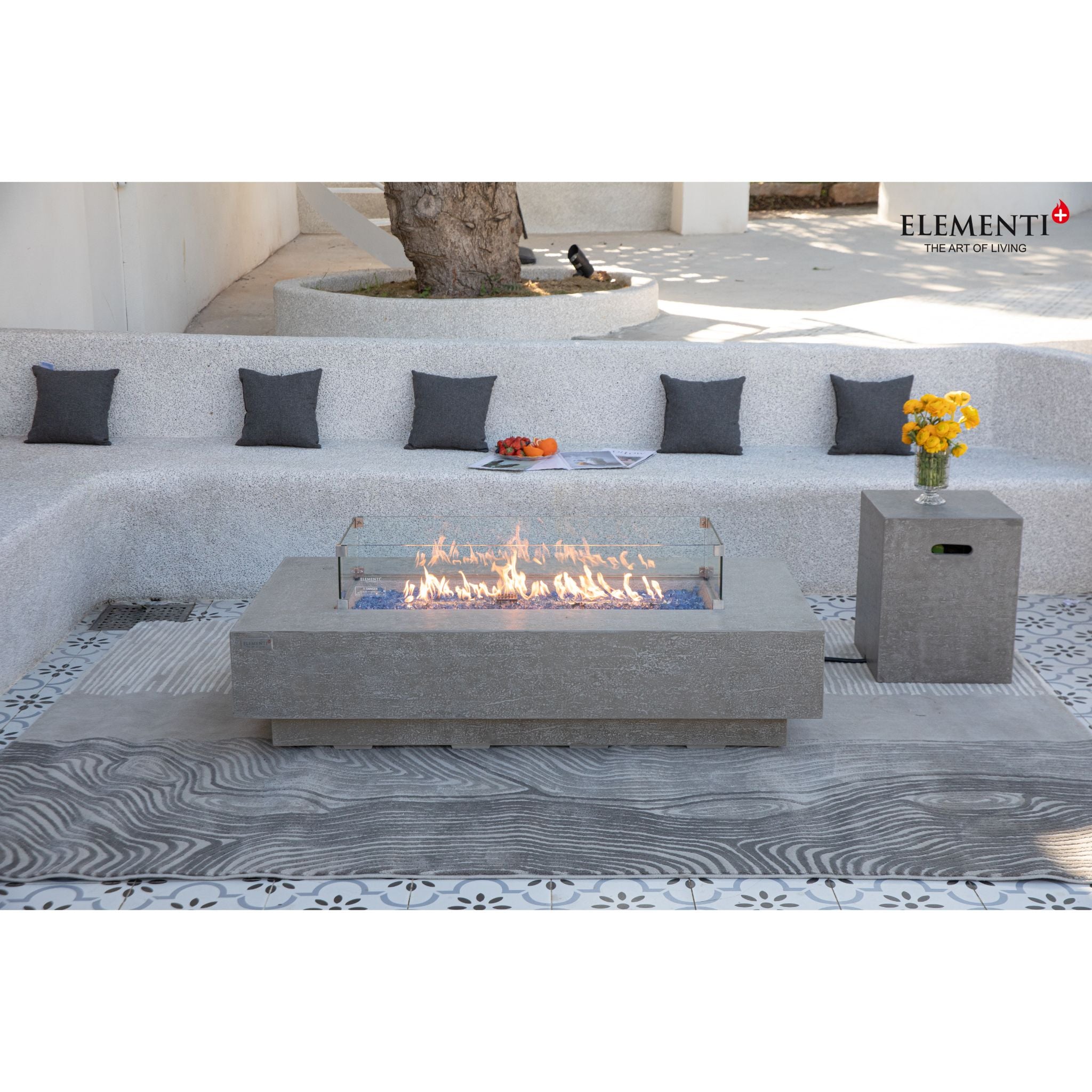 Riviera 60” Sandstone Fire Table - Light Gray