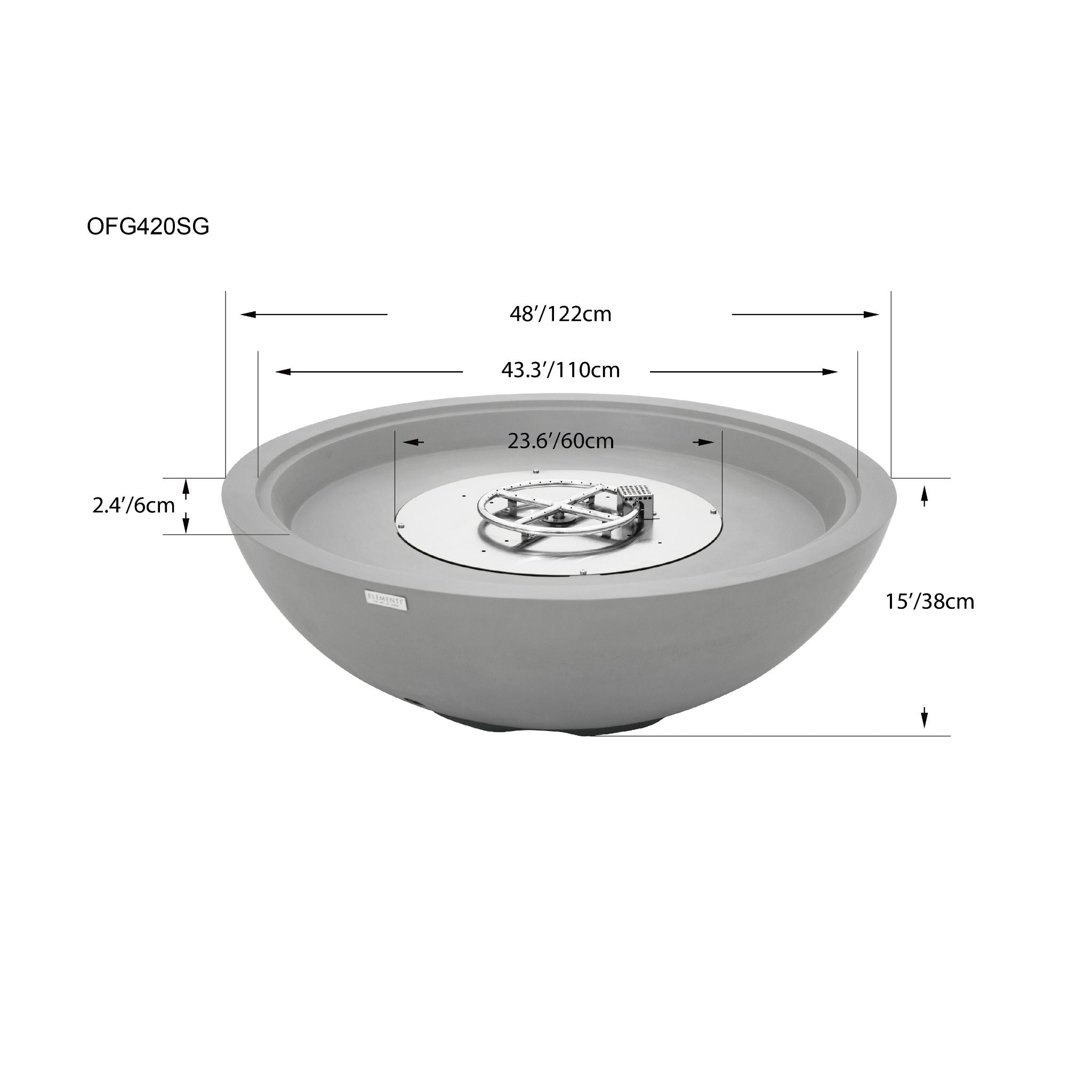 Rose Bowl 48” Fire Pit – Light Gray