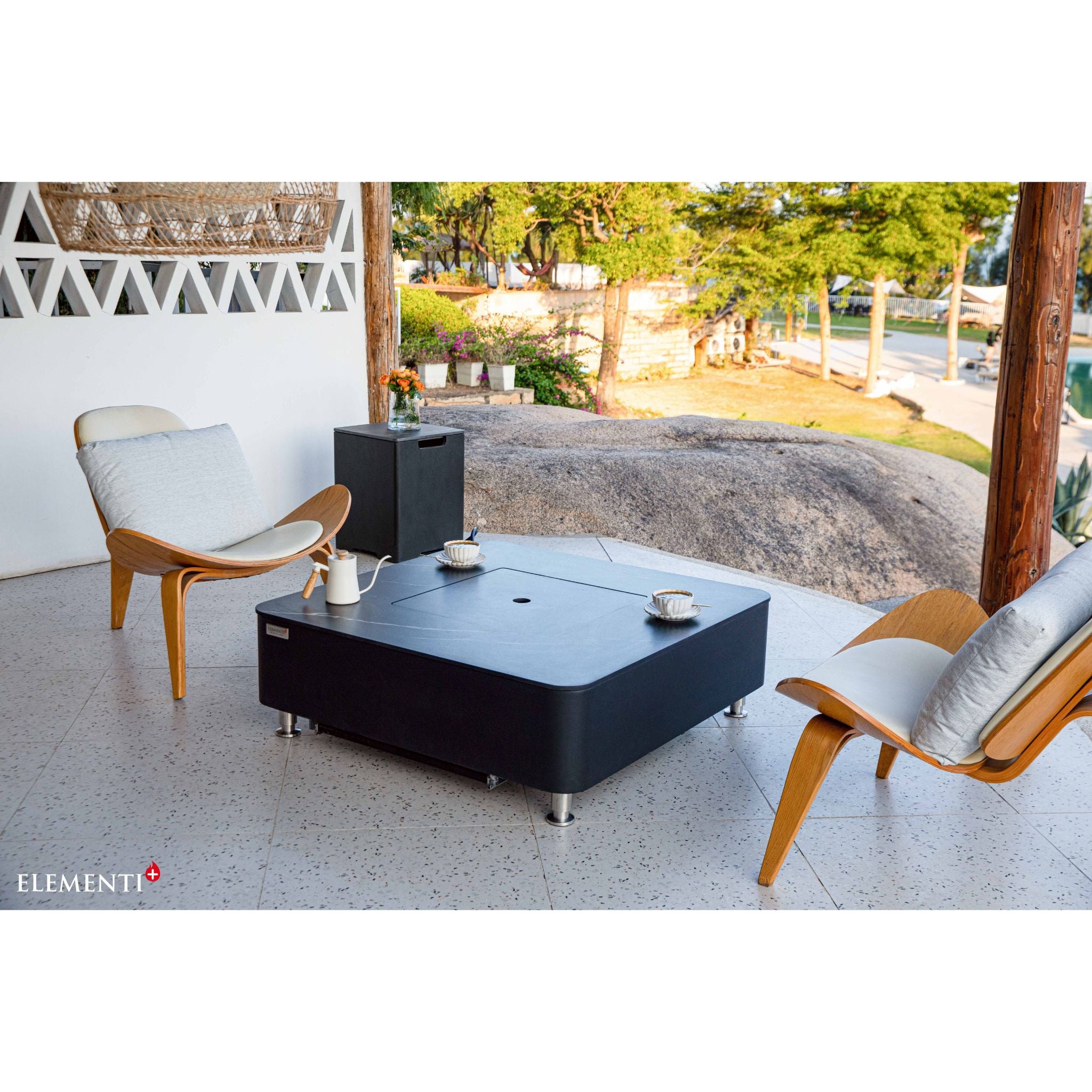 Copenhagen 42” Porcelain Top Fire Table - Bulgaria Black