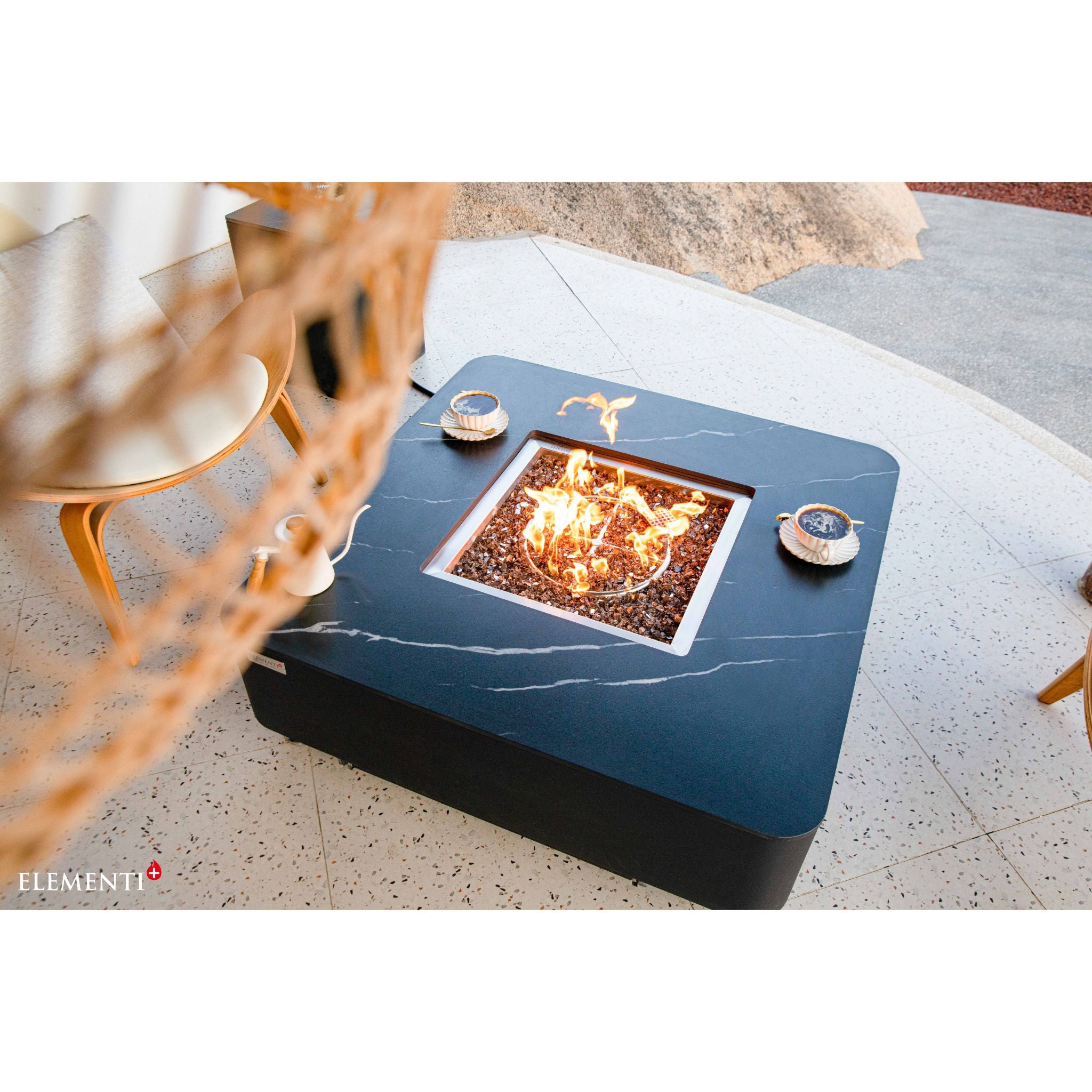 Copenhagen 42” Porcelain Top Fire Table - Bulgaria Black