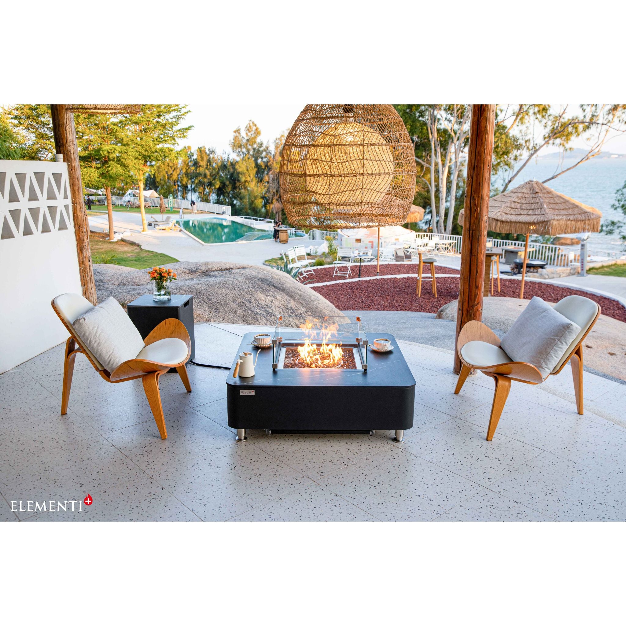 Copenhagen 42” Porcelain Top Fire Table - Bulgaria Black