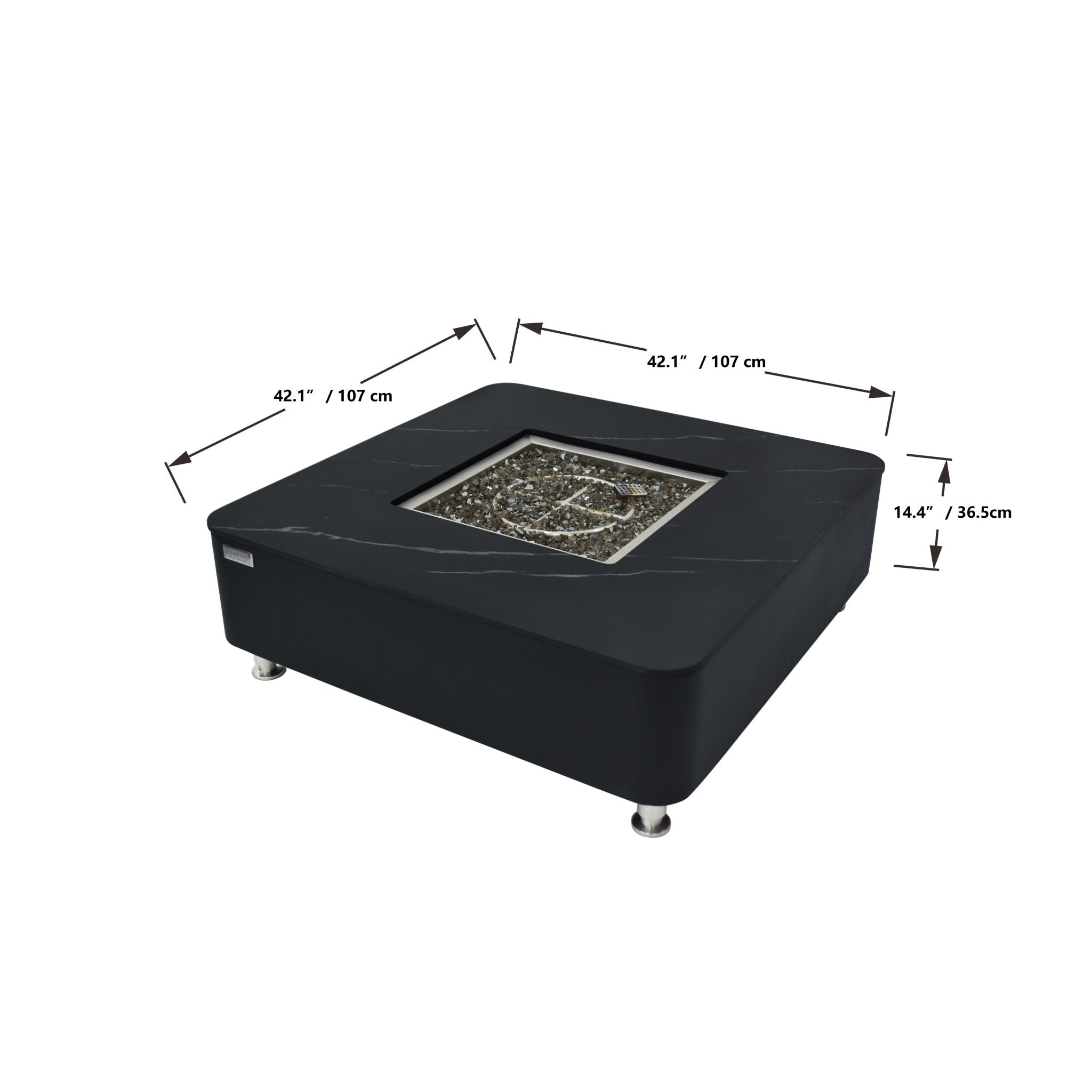 Copenhagen 42” Porcelain Top Fire Table - Bulgaria Black