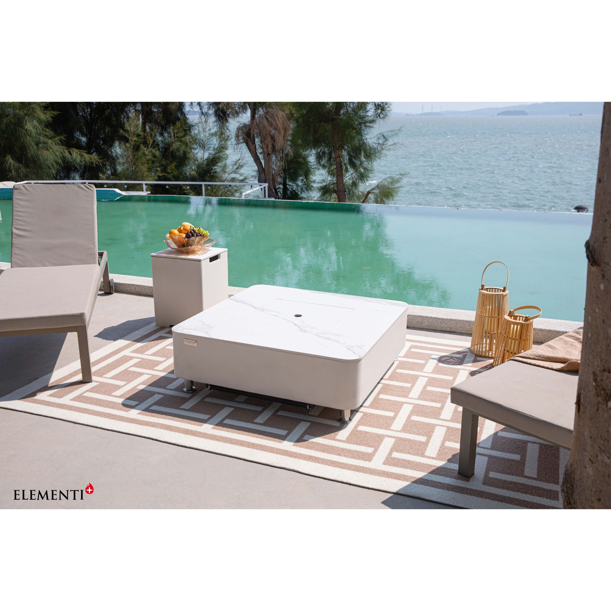 Annecy 42” Porcelain Top Fire Table - Bianco White