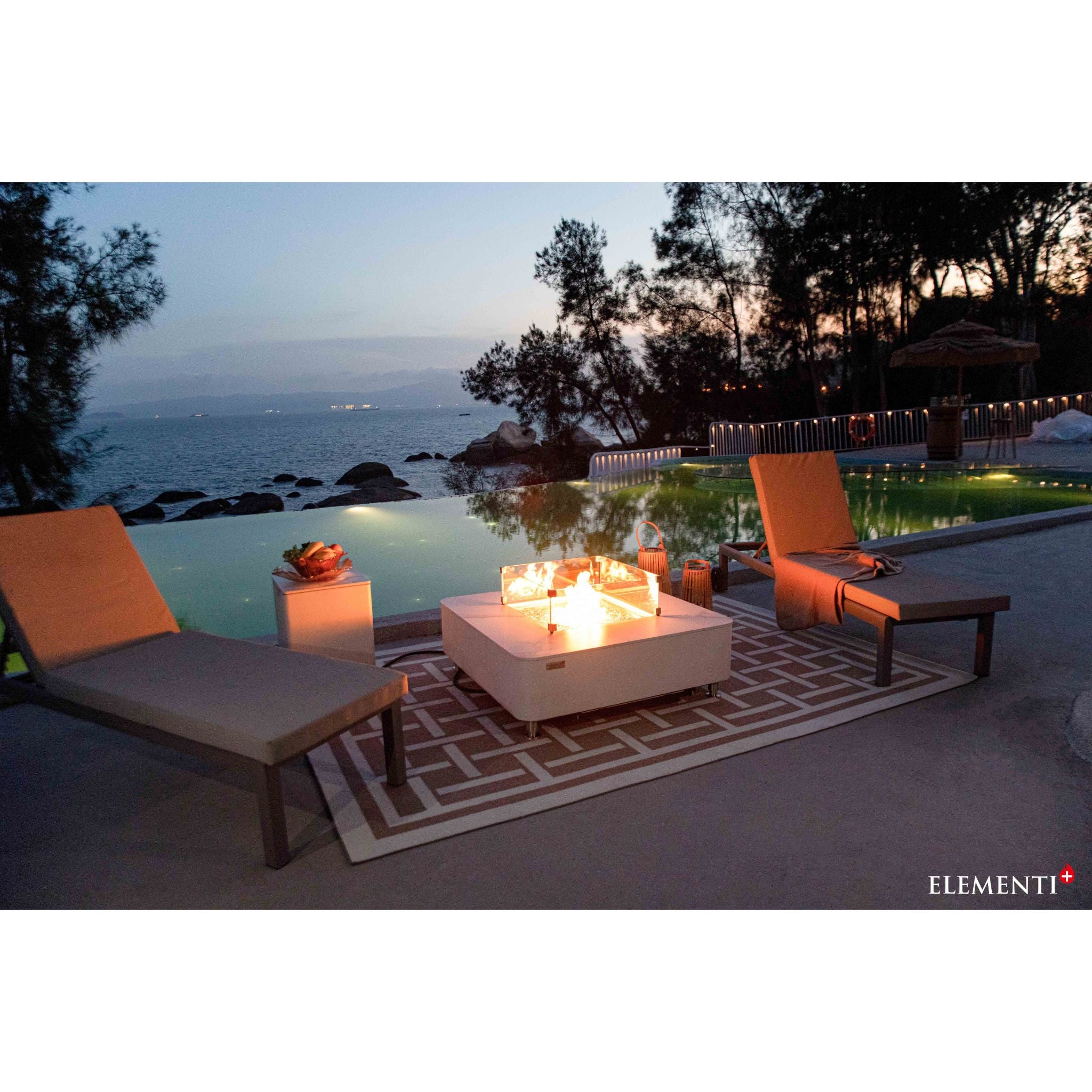 Annecy 42” Porcelain Top Fire Table - Bianco White