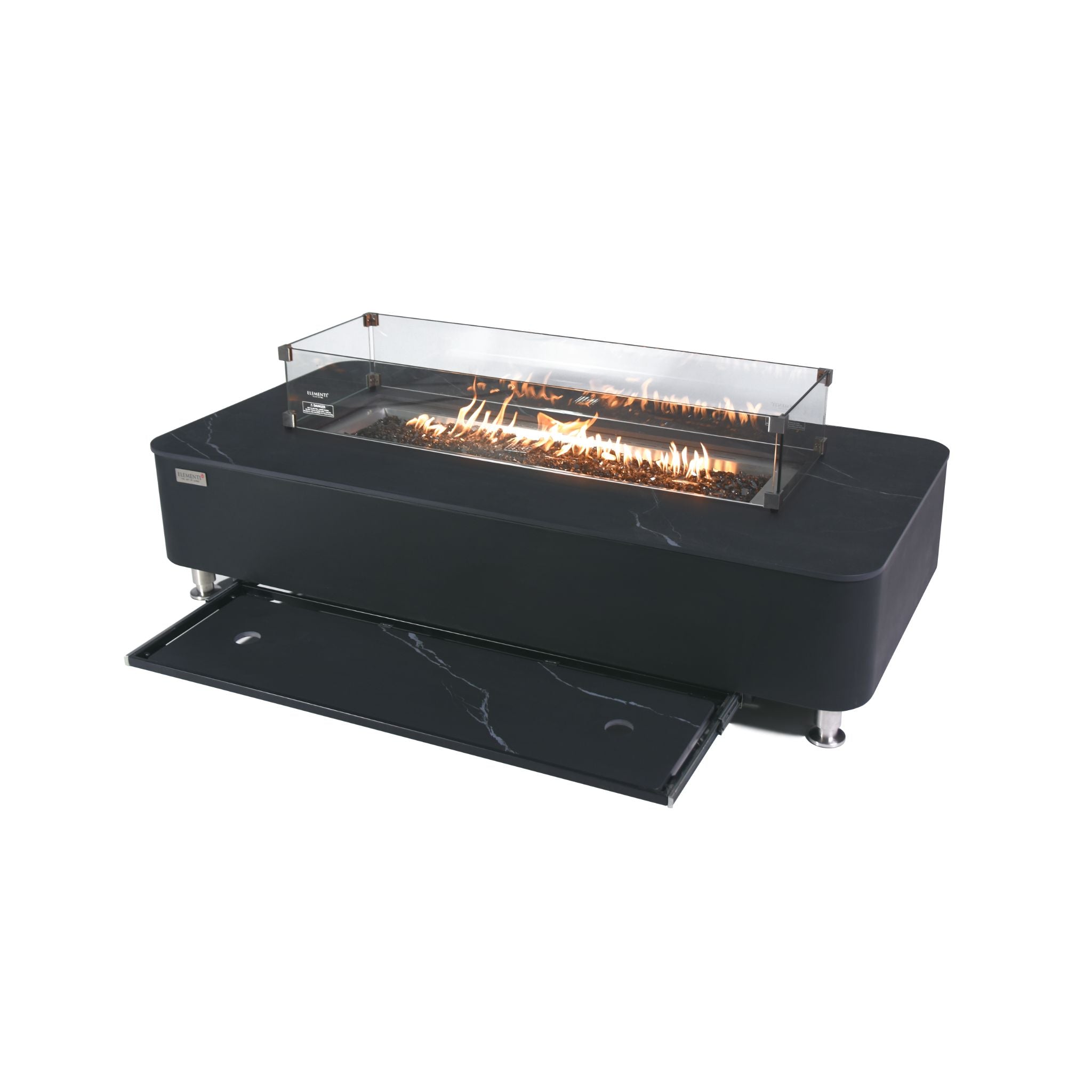 Valencia 62” Marble Porcelain Top Fire Table - Bulgaria Black