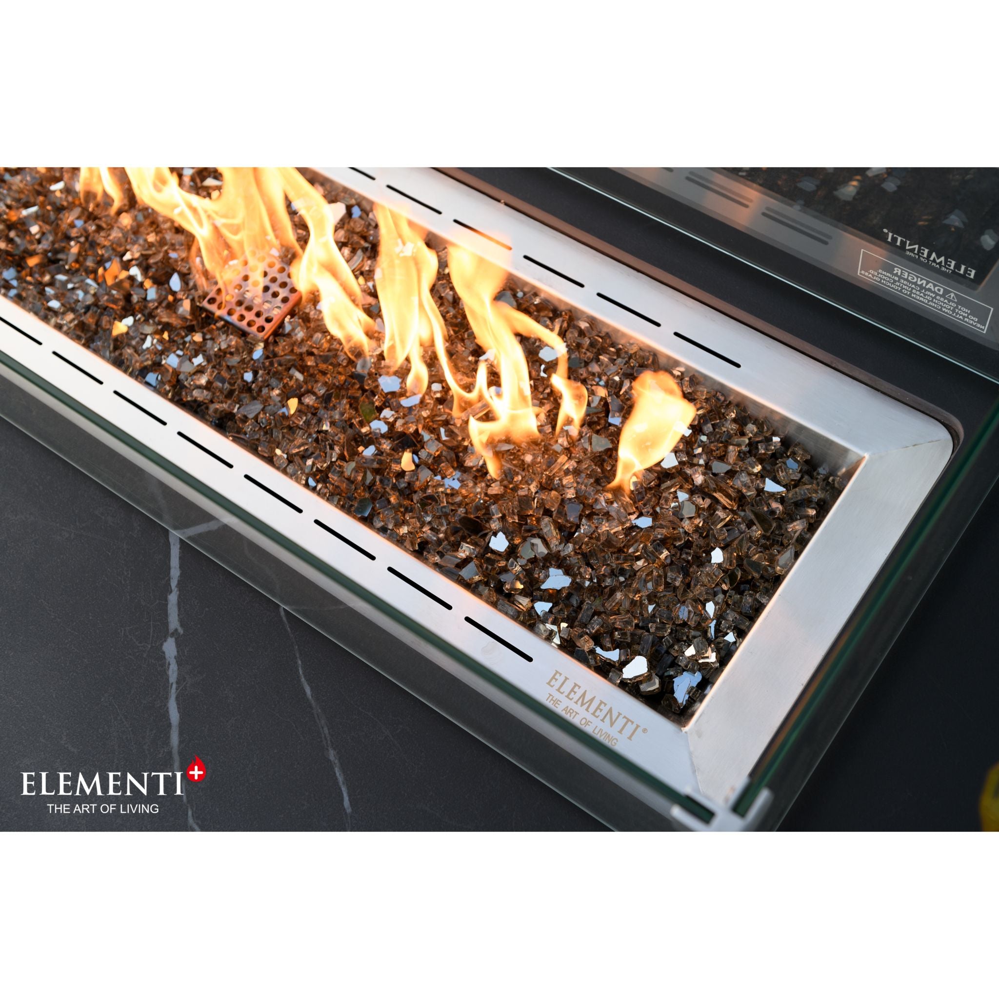 Valencia 62” Marble Porcelain Top Fire Table - Bulgaria Black
