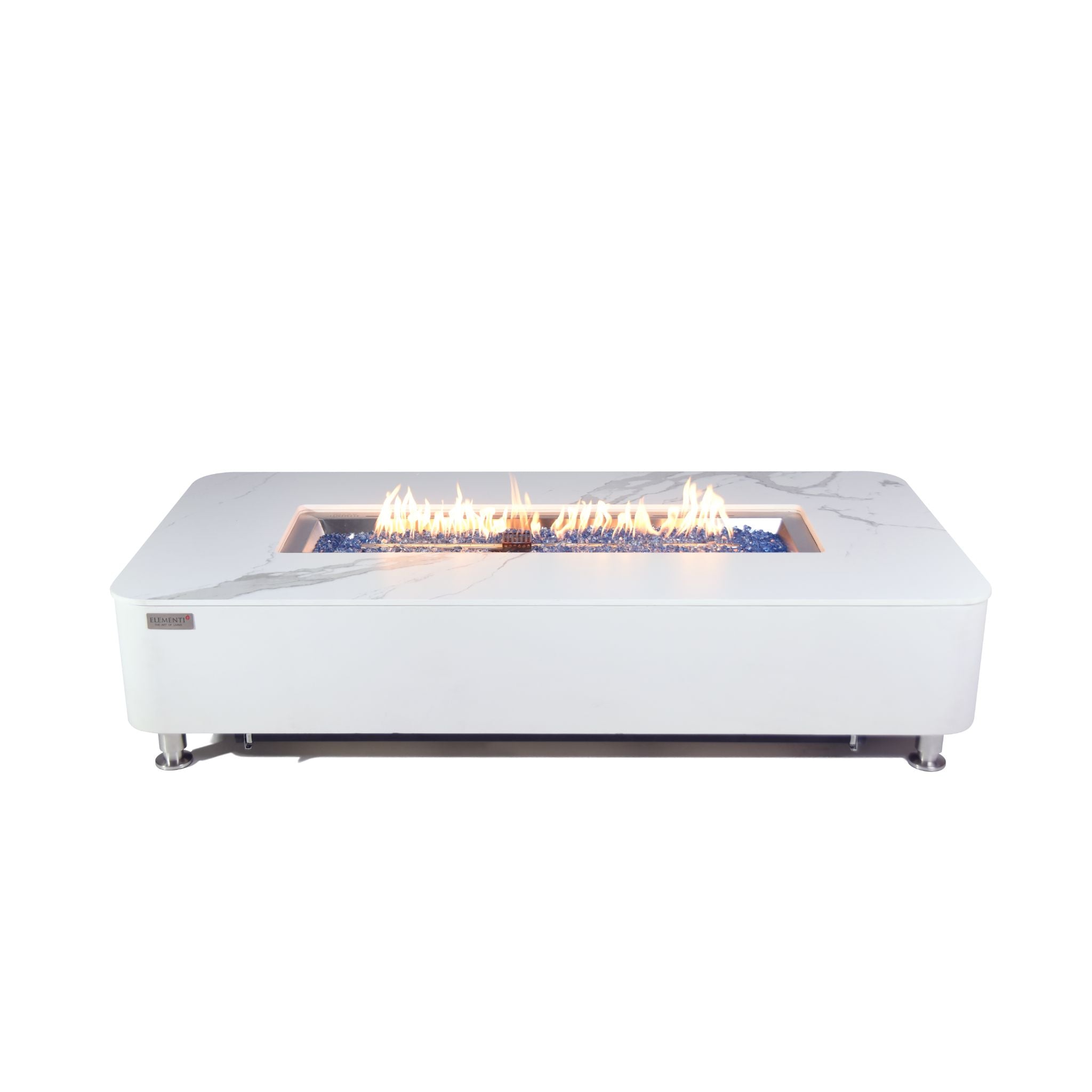 Athens 62” Marble Porcelain Top Fire Table - Bianco White