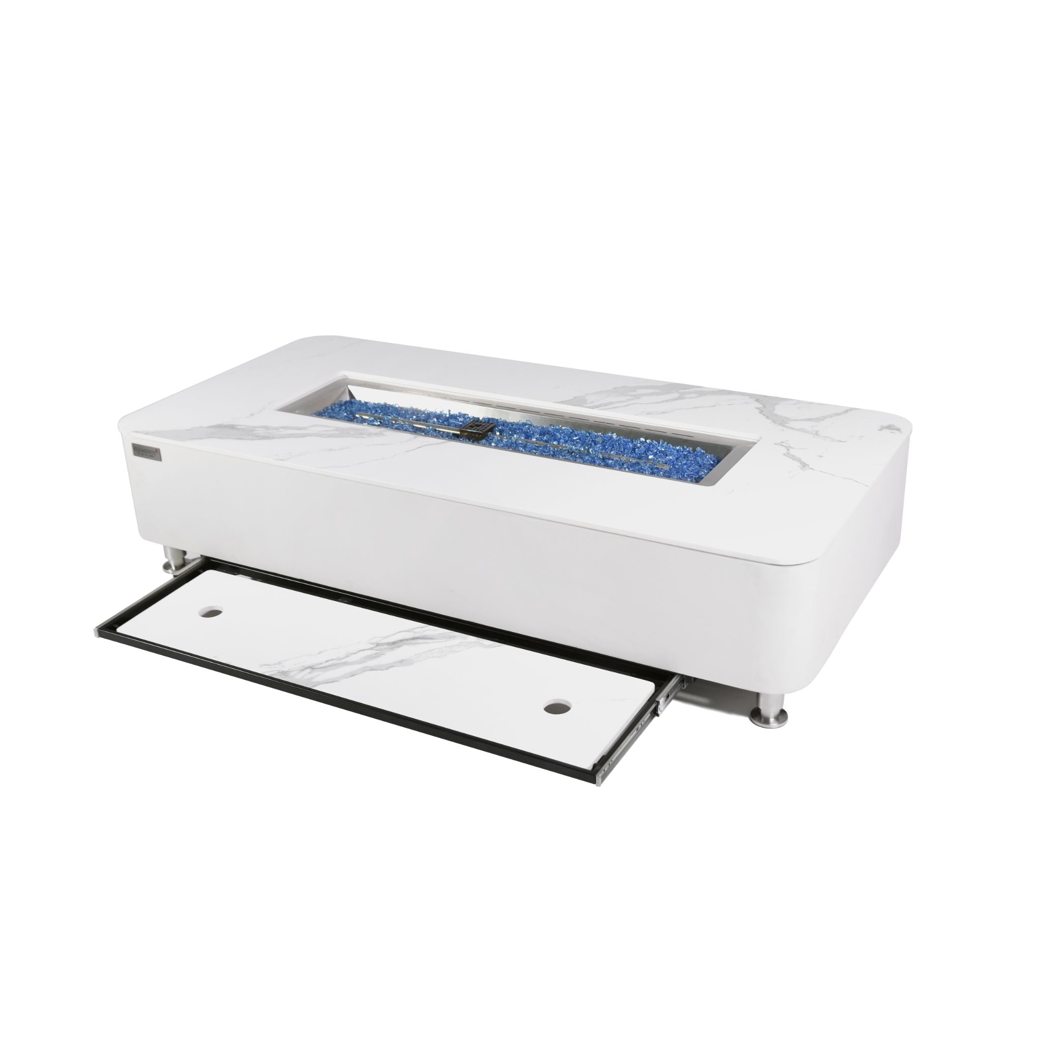 Athens 62” Marble Porcelain Top Fire Table - Bianco White