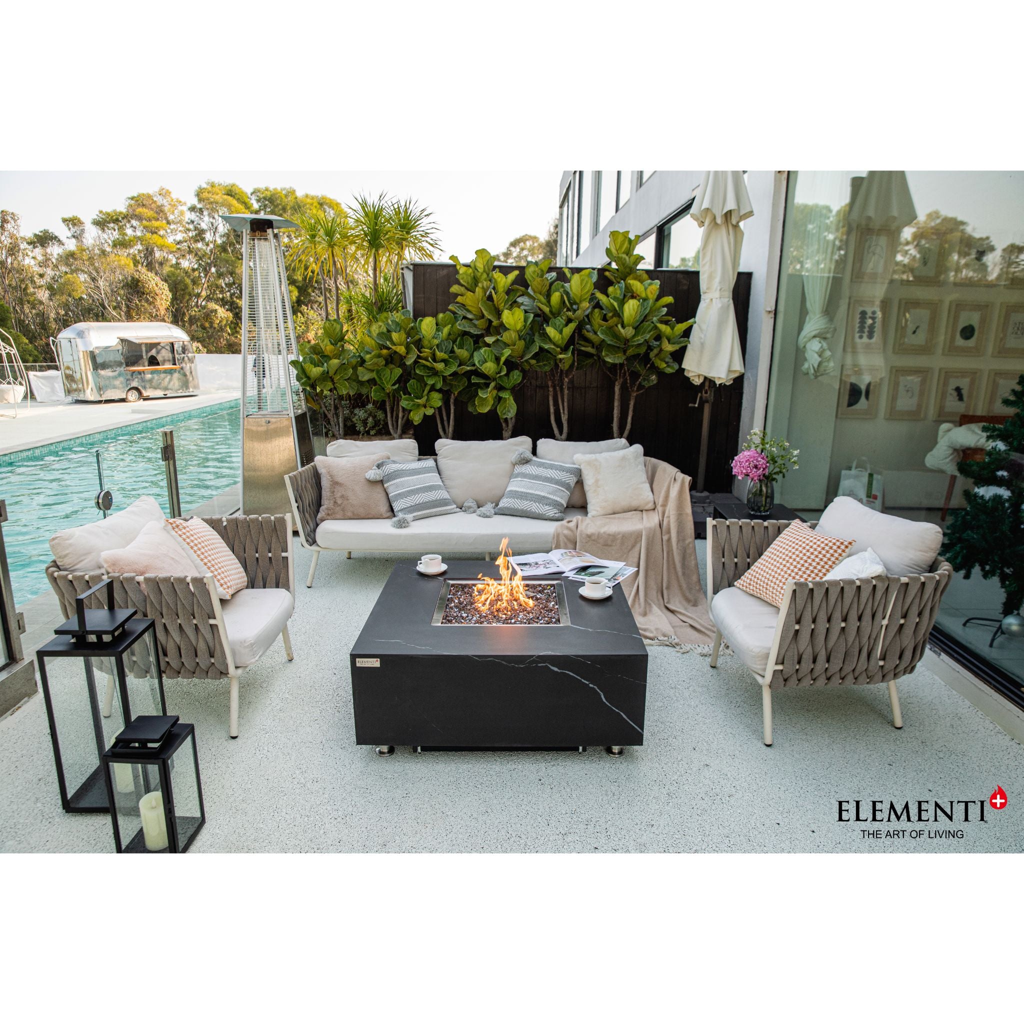 Sofia 40” Marble Porcelain Fire Table - Bulgaria Black