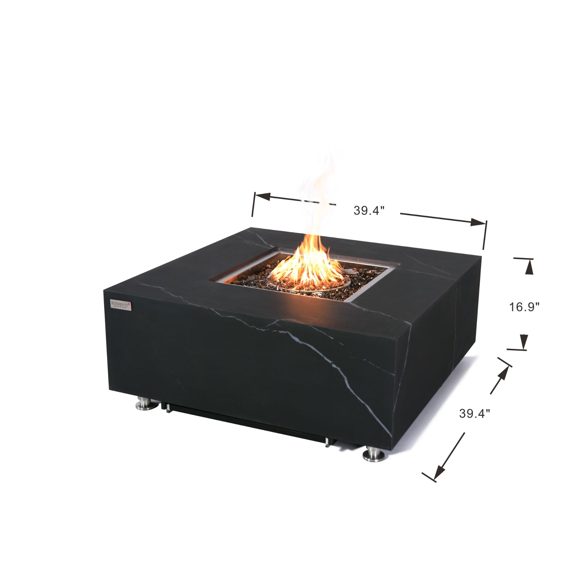 Sofia 40” Marble Porcelain Fire Table - Bulgaria Black