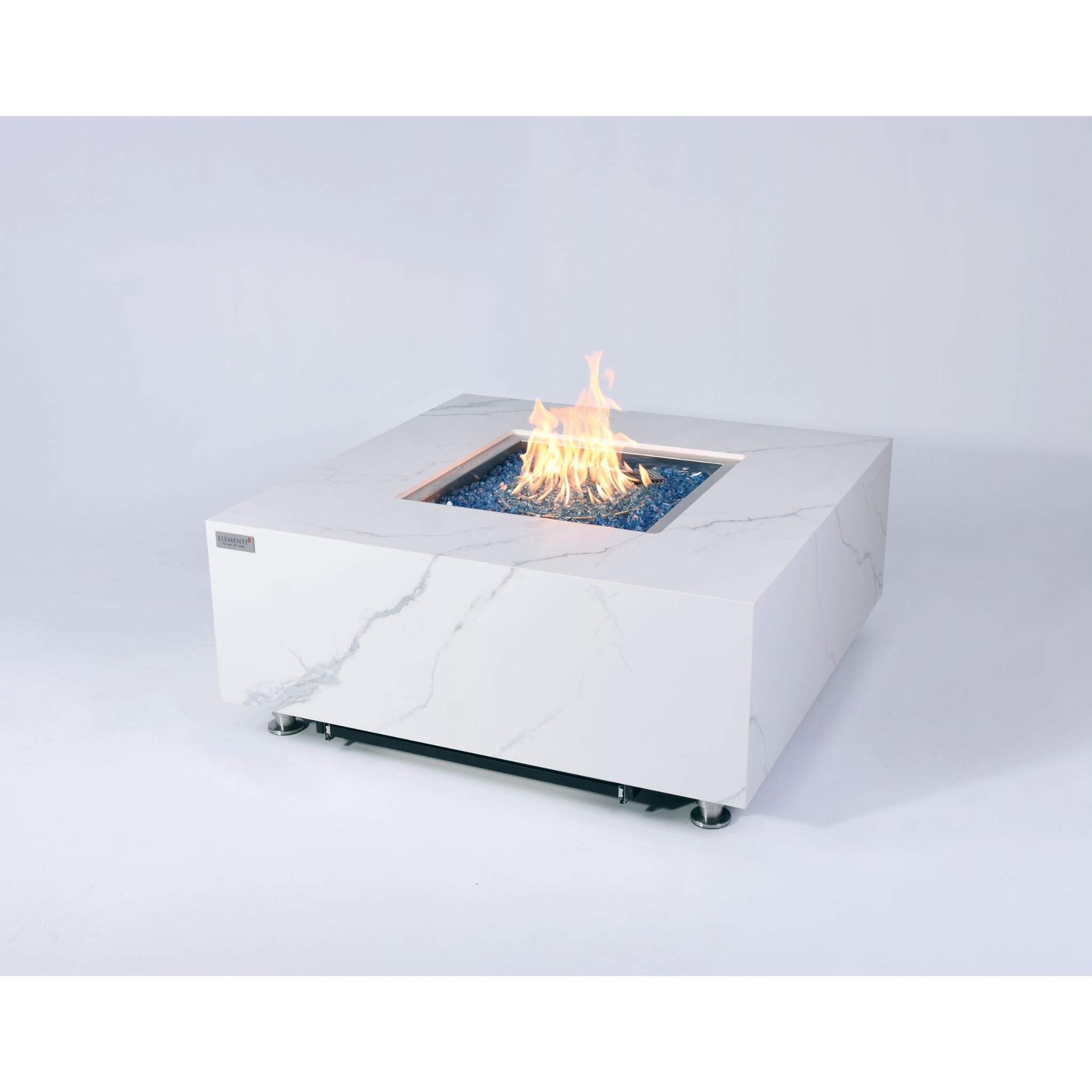 Bianco 40” Marble Porcelain Fire Table - Bianco White
