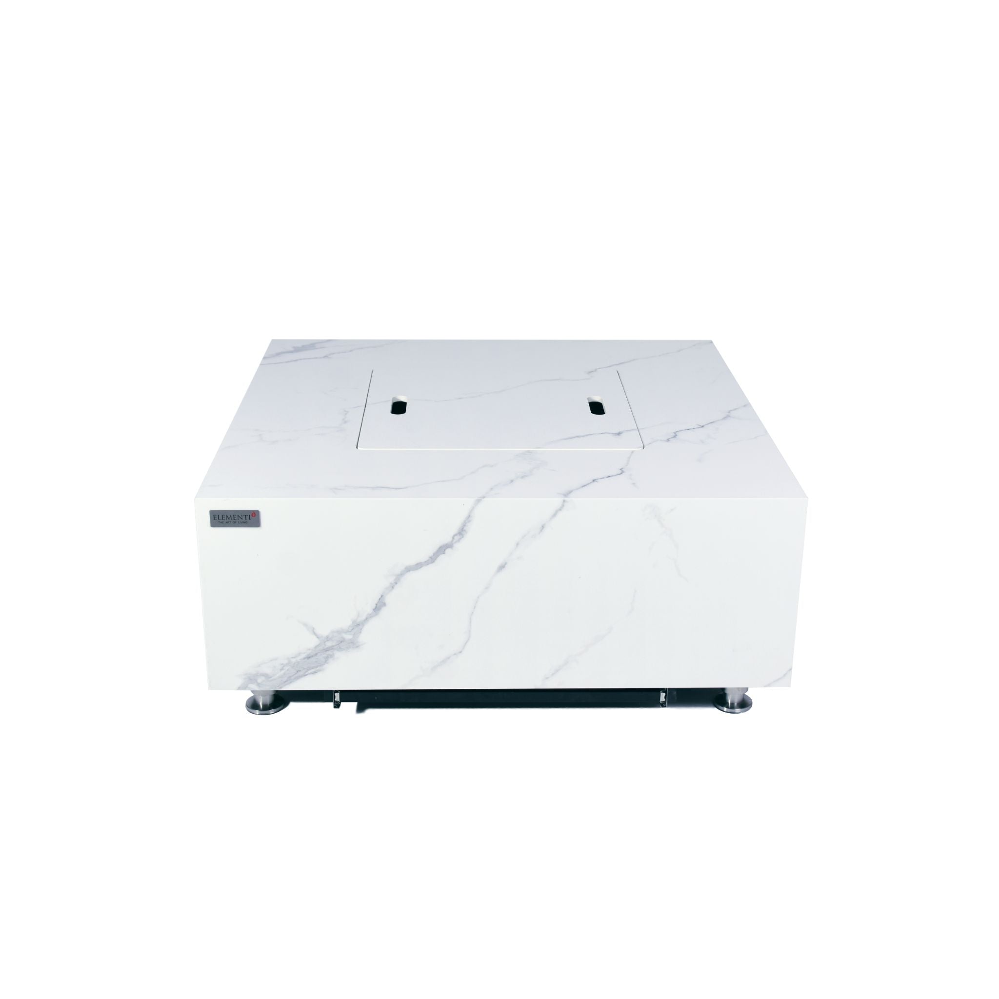 Bianco 40” Marble Porcelain Fire Table - Bianco White