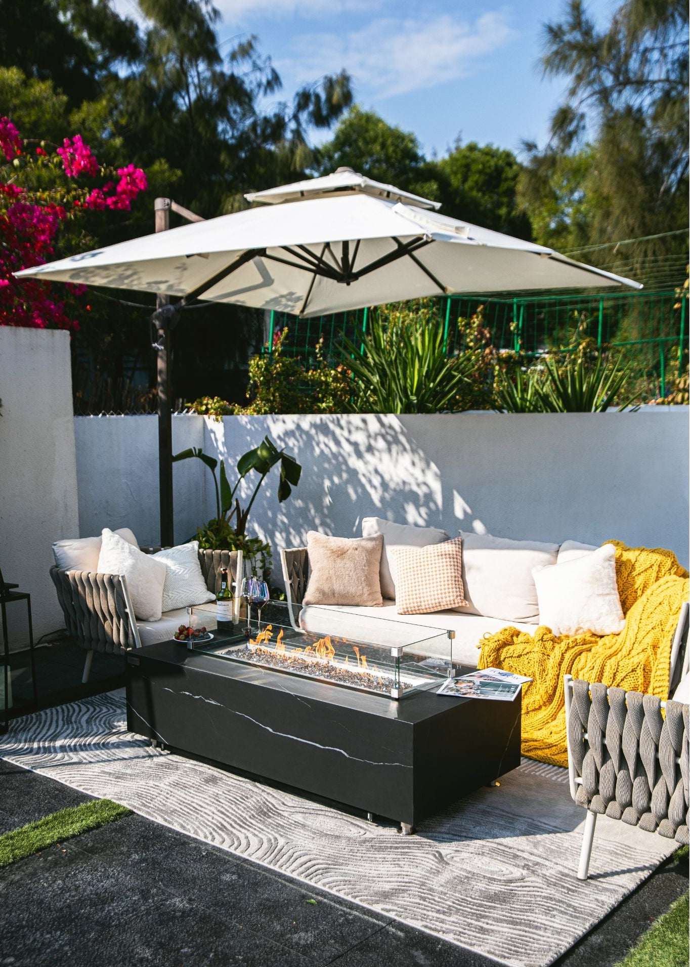 Elementi Plus - Varna 60” Marble Porcelain Fire Table - Bulgaria Black