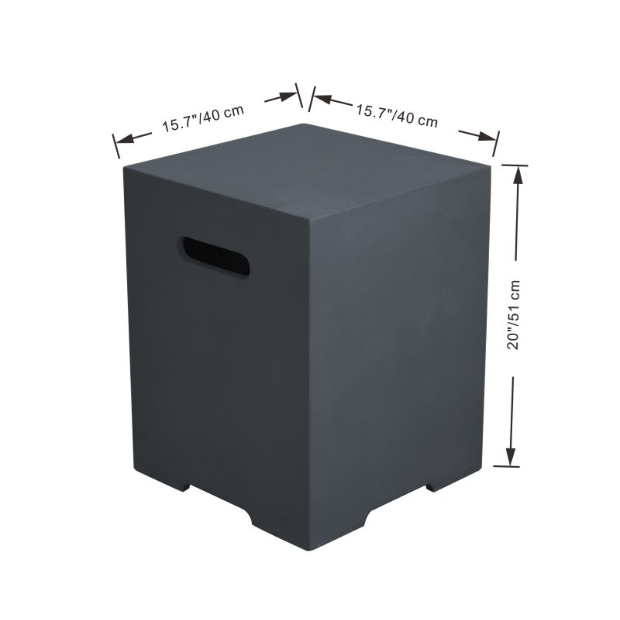 Square Tank Cover -20.0''H - Dark Gray