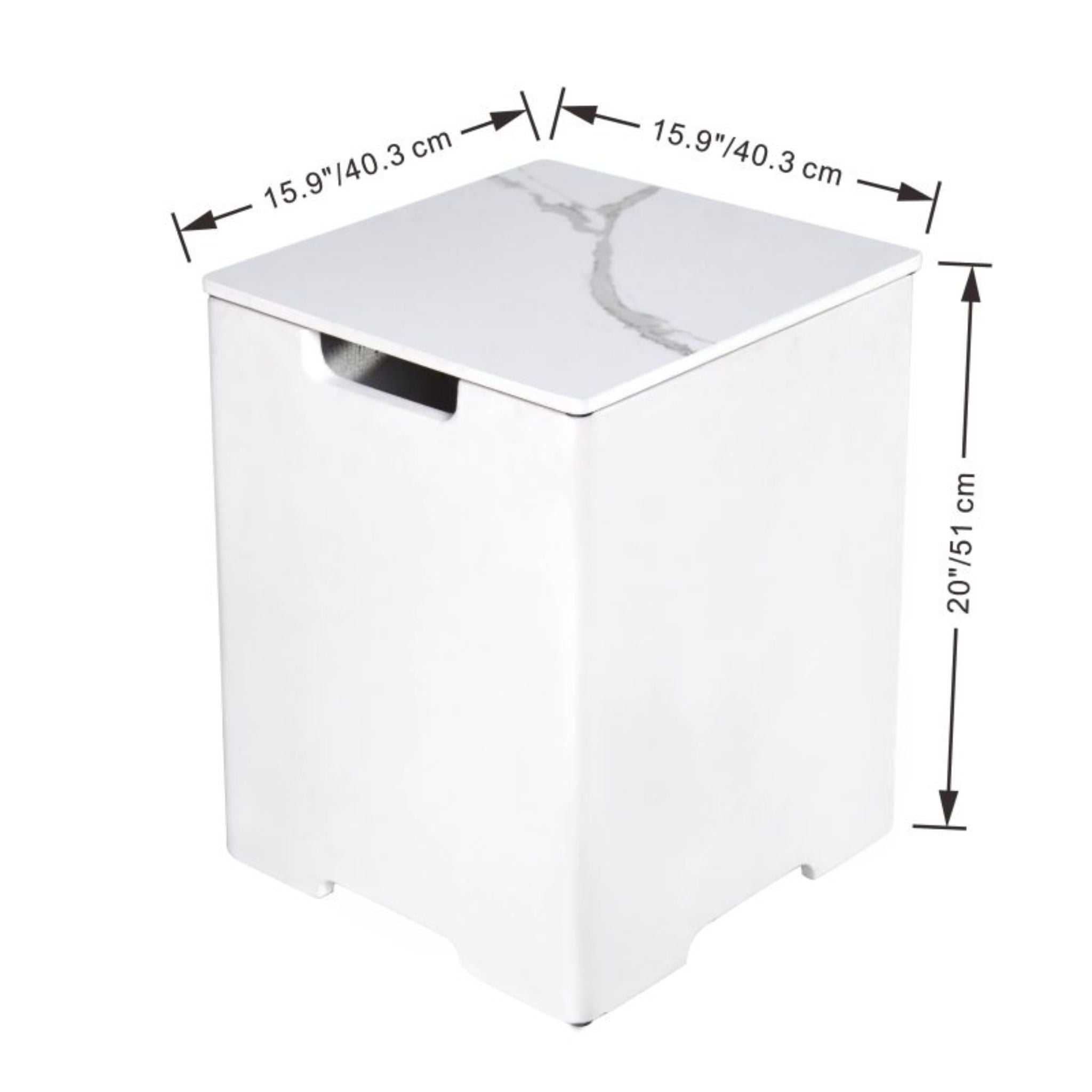 Square Tank Cover 15.9x15.9x20” - Bianco White