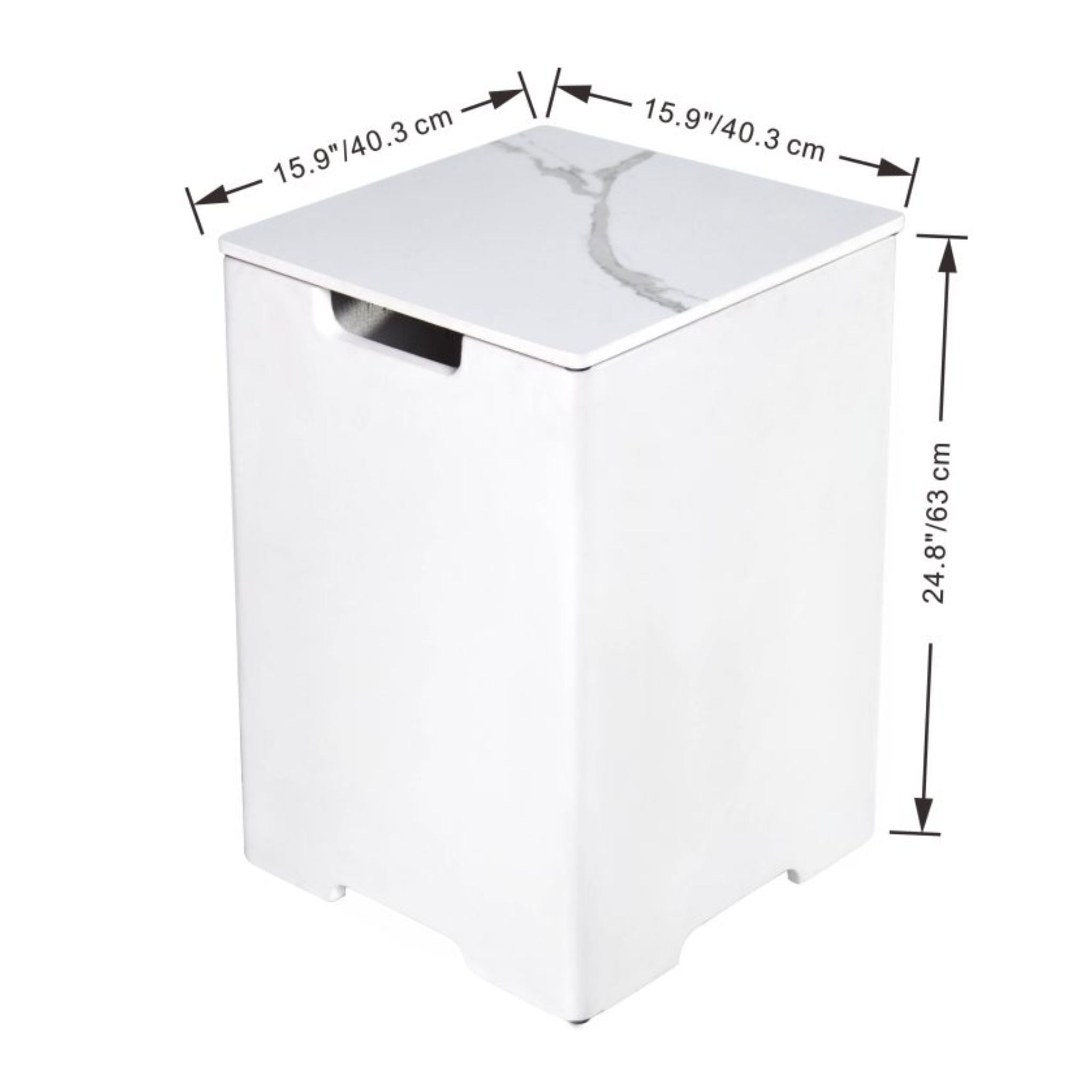 Square Tank Cover 15.9x15.9x25.4” - Bianco White