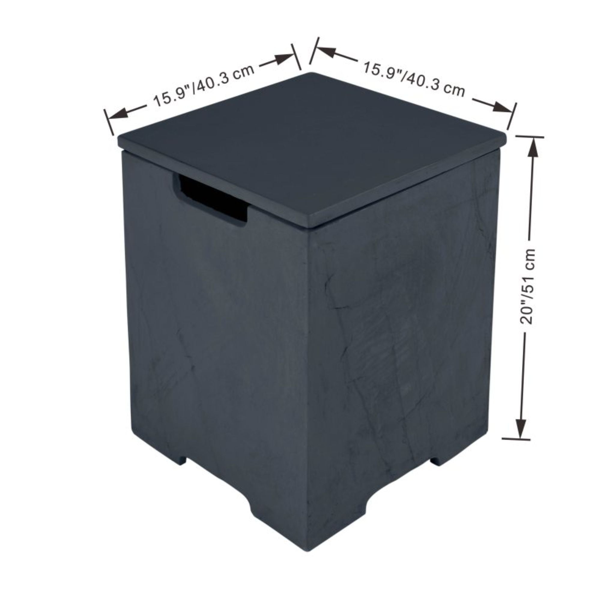 Square Tank Cover 15.9x15.9x20” - Slate Black
