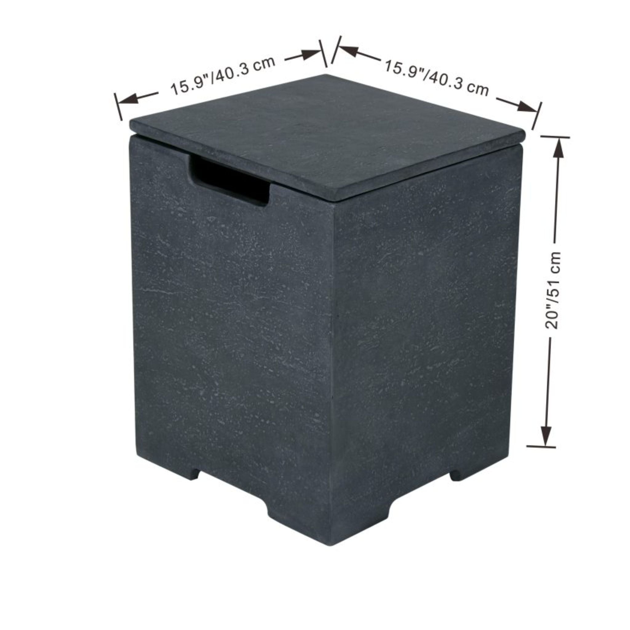 Square Tank Cover 15.9x15.9x20” - Slate Black