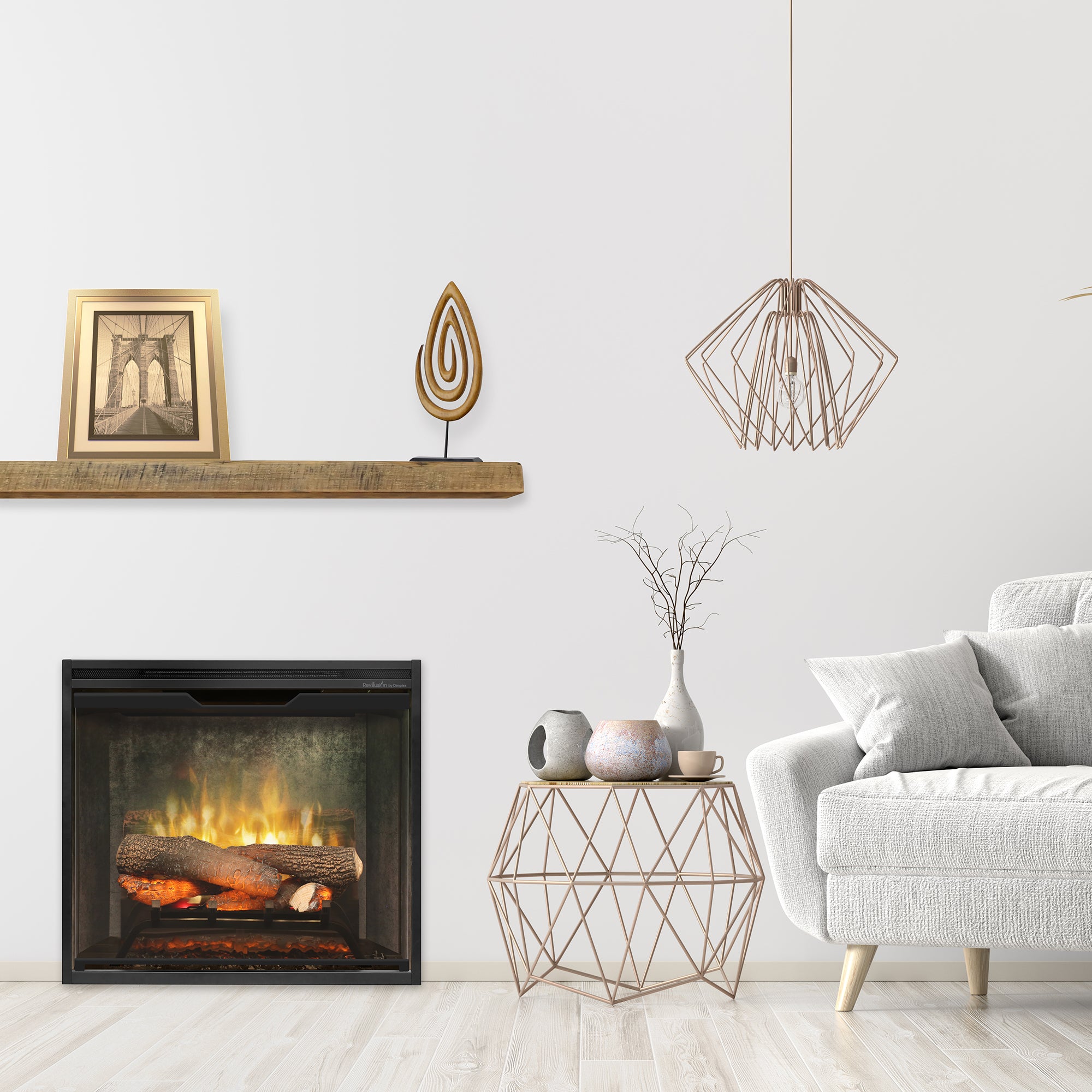 Dimplex - Revillusion 24" Built-In Electric Firebox with - Weathered Concrete Interior
