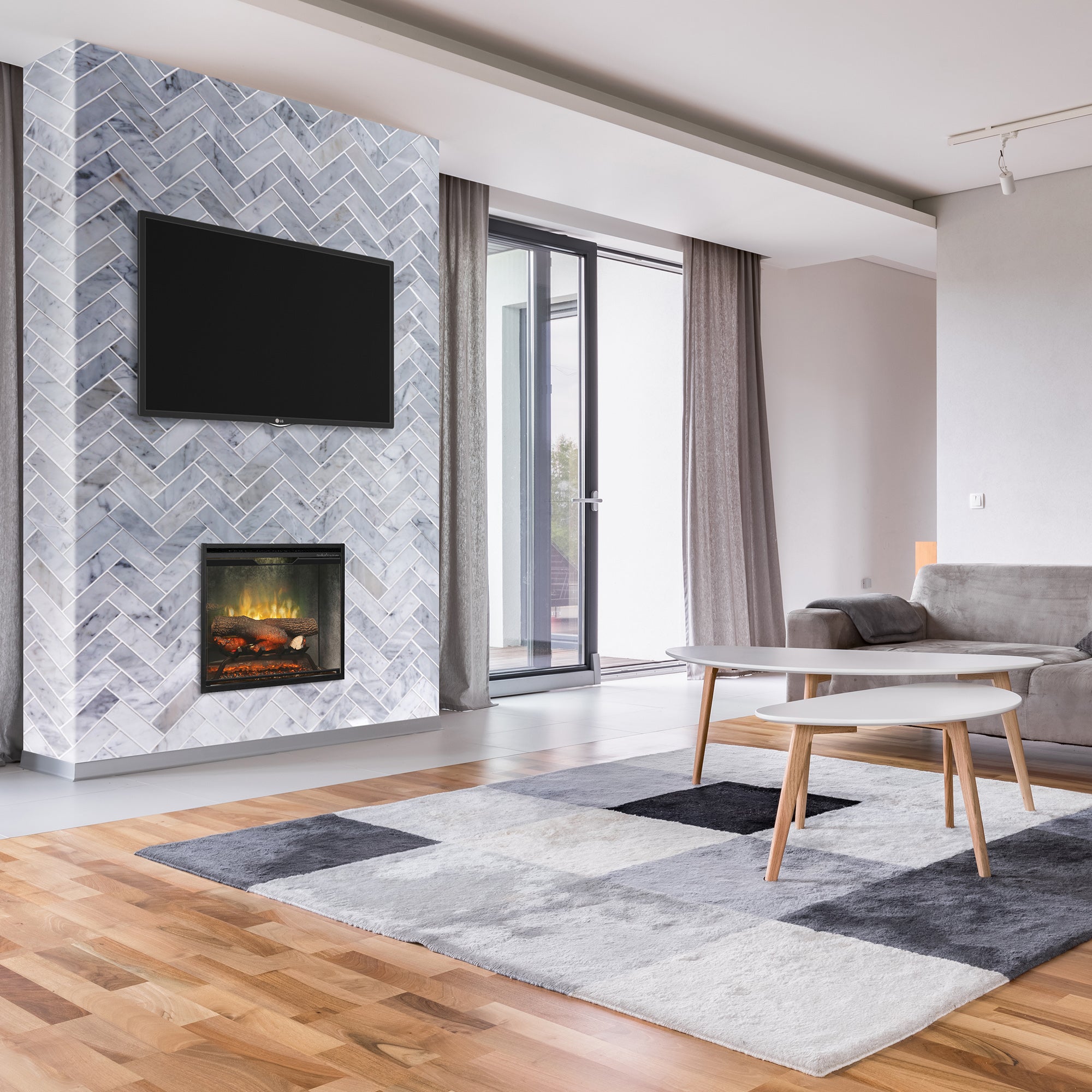 Dimplex - Revillusion 24" Built-In Electric Firebox with - Weathered Concrete Interior