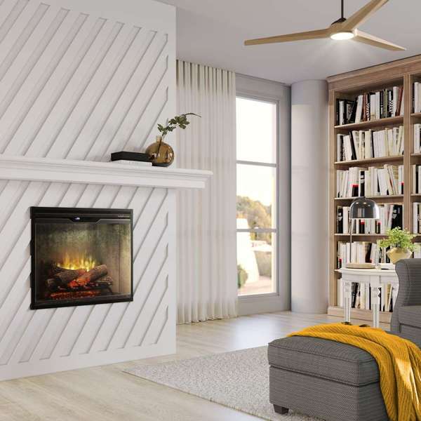Dimplex - Revillusion 30" Built-In Electric Firebox with - Weathered Concrete Interior