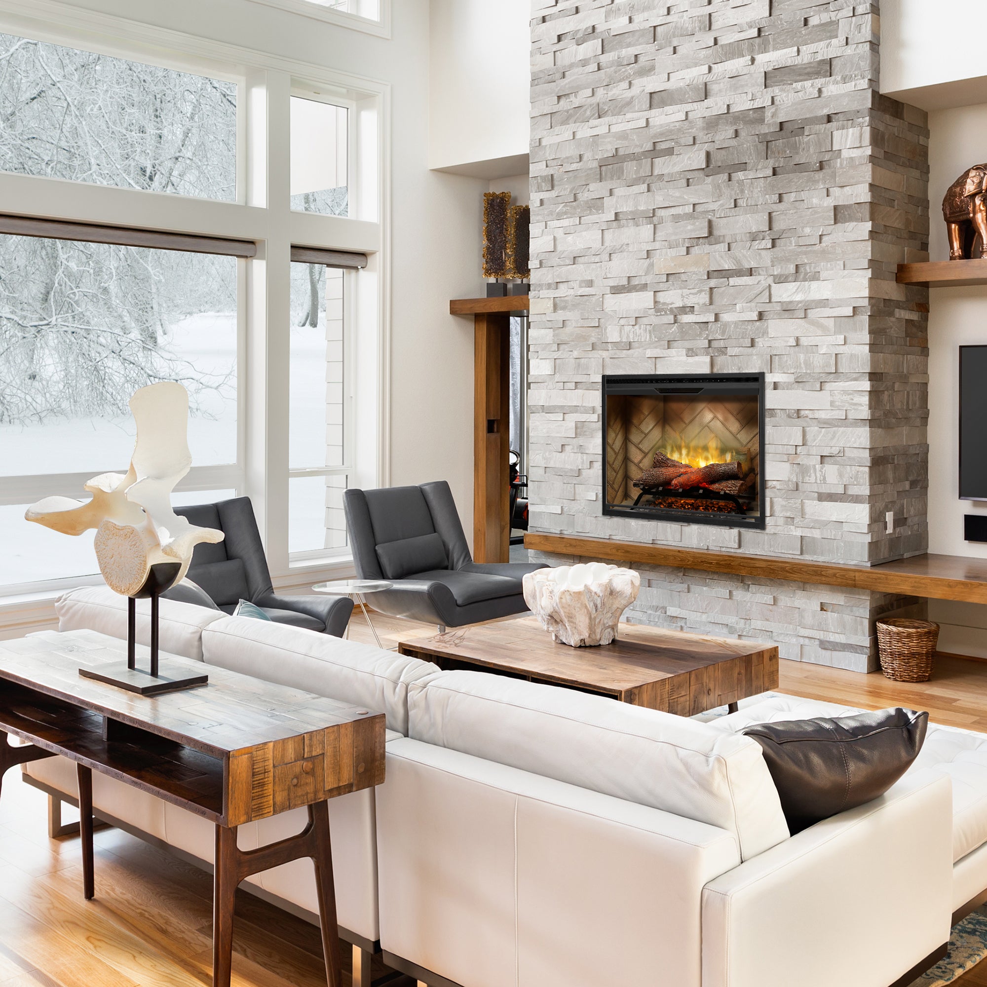 Dimplex - Revillusion 30" Built-In Electric Firebox - with Herringbone Brick Interior