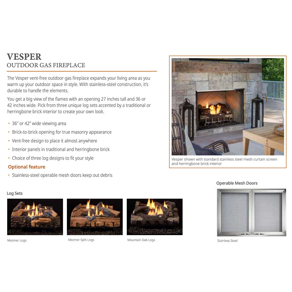 American Fyre Designs Outdoor Outdoor Lifestyles Vesper 42-Inch Outdoor Gas Fireplace