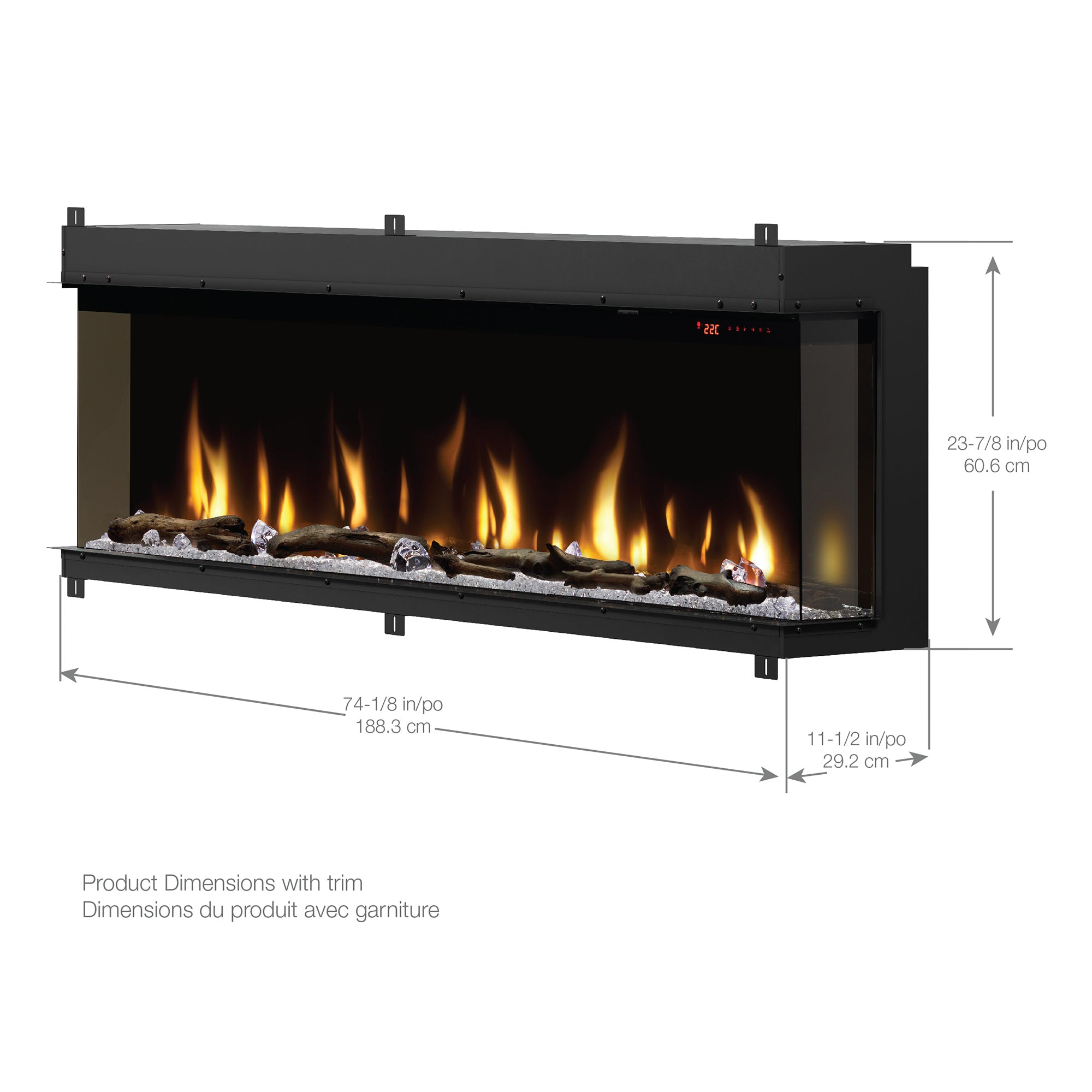 Dimplex - Ignite Bold 74" Built-in Linear Electric Fireplace
