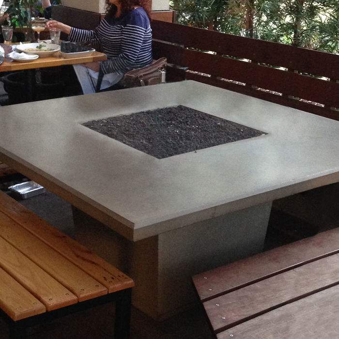 American Fyre Designs - Cosmopolitan 60-Inch Square GFRC Dining Height Fire Table