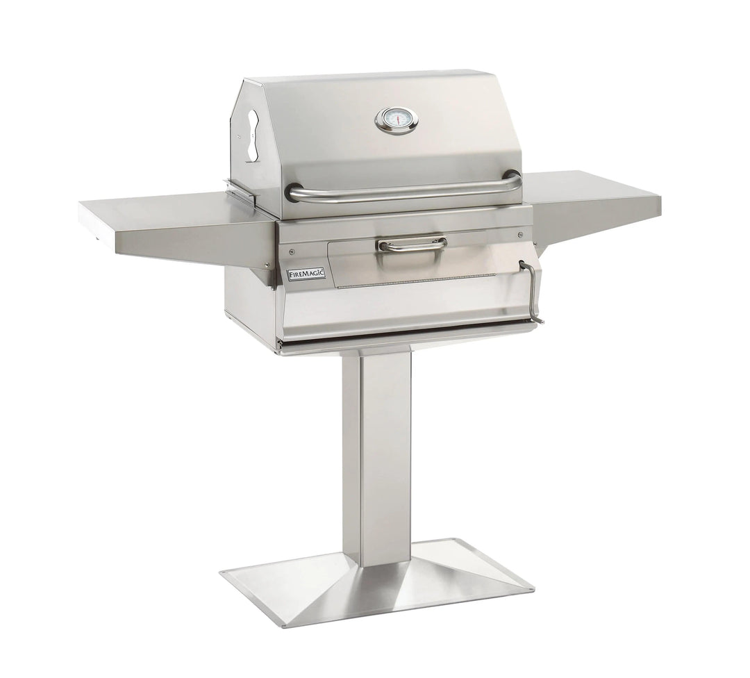 Fire Magic - Stainless Steel 24" Patio Post Mount Charcoal Grill