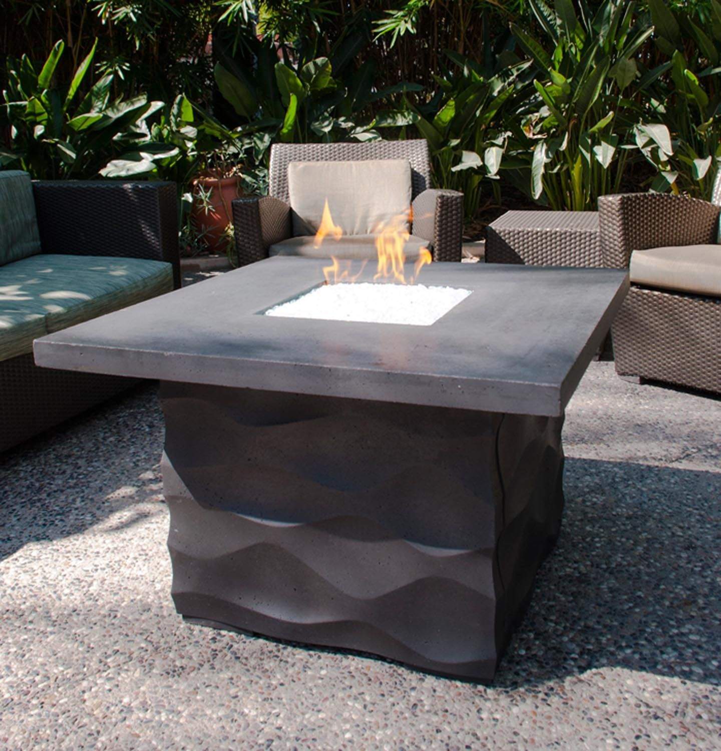American Fyre Designs - Voro 36-Inch Square GFRC Chat Height Fire Table